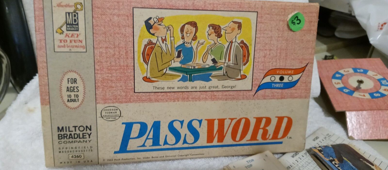 ORIGINAL/VINTAGE, 1963 PASSWORD Game By Milton Bradley Co – Volume Three, #4260