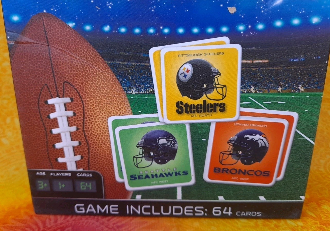 NFL Matching Game – All 32 Teams – 64 Card Memory Game – New Ages 3+