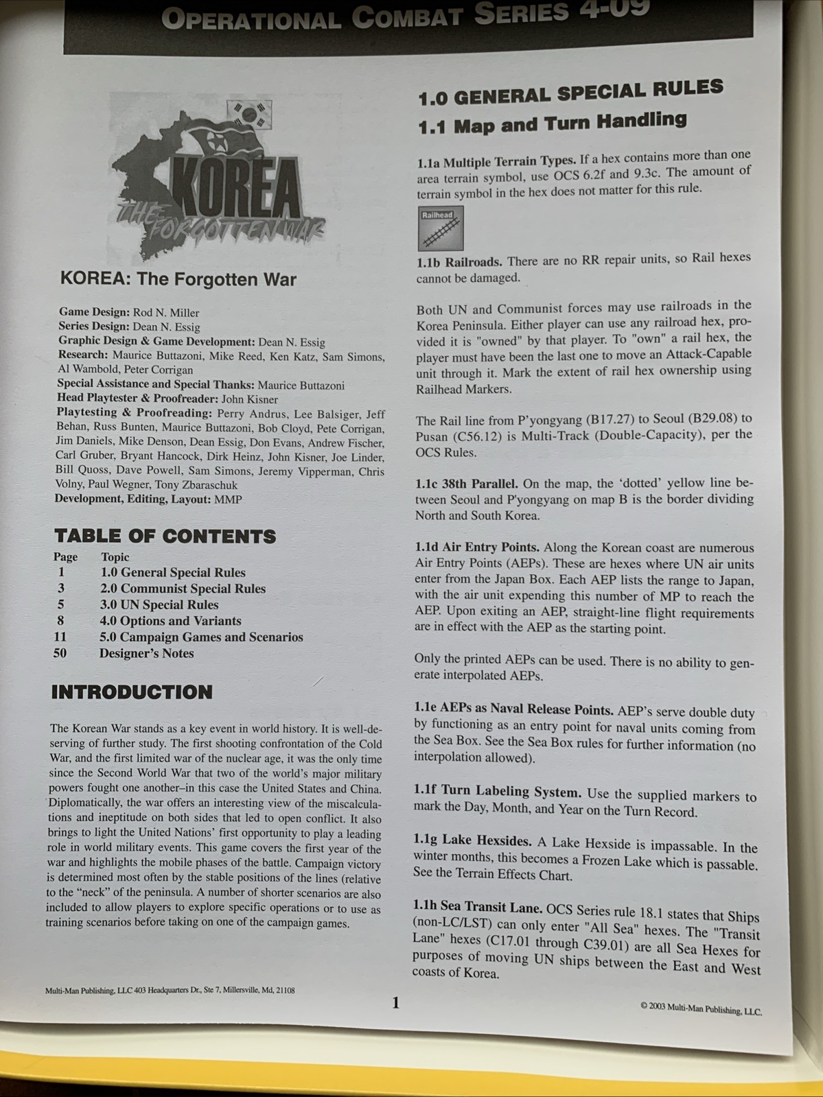 Multi-Man Publishing Korea: The Forgotten War War Board Game Complete Game