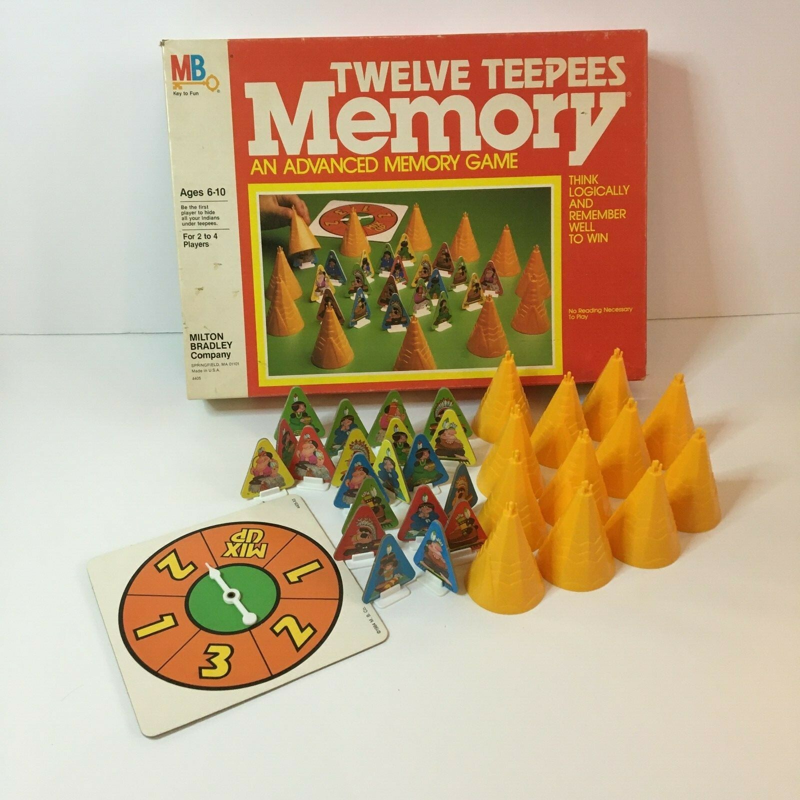 Memory Game Twelve Teepees by Milton Bradley Vtg Visual Recall Indians TPs