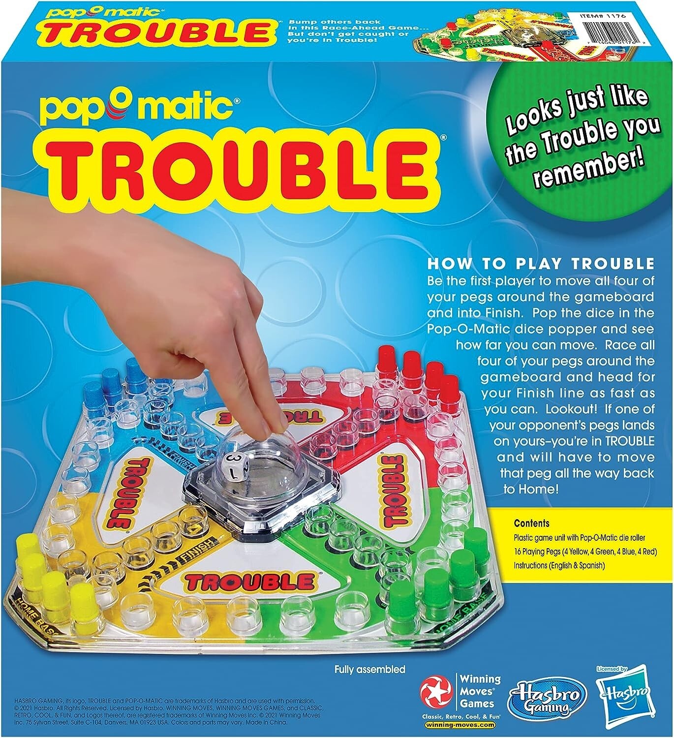 Pop-O-Matic Trouble Board Game – Family Game Night Kids Adults Original Classic
