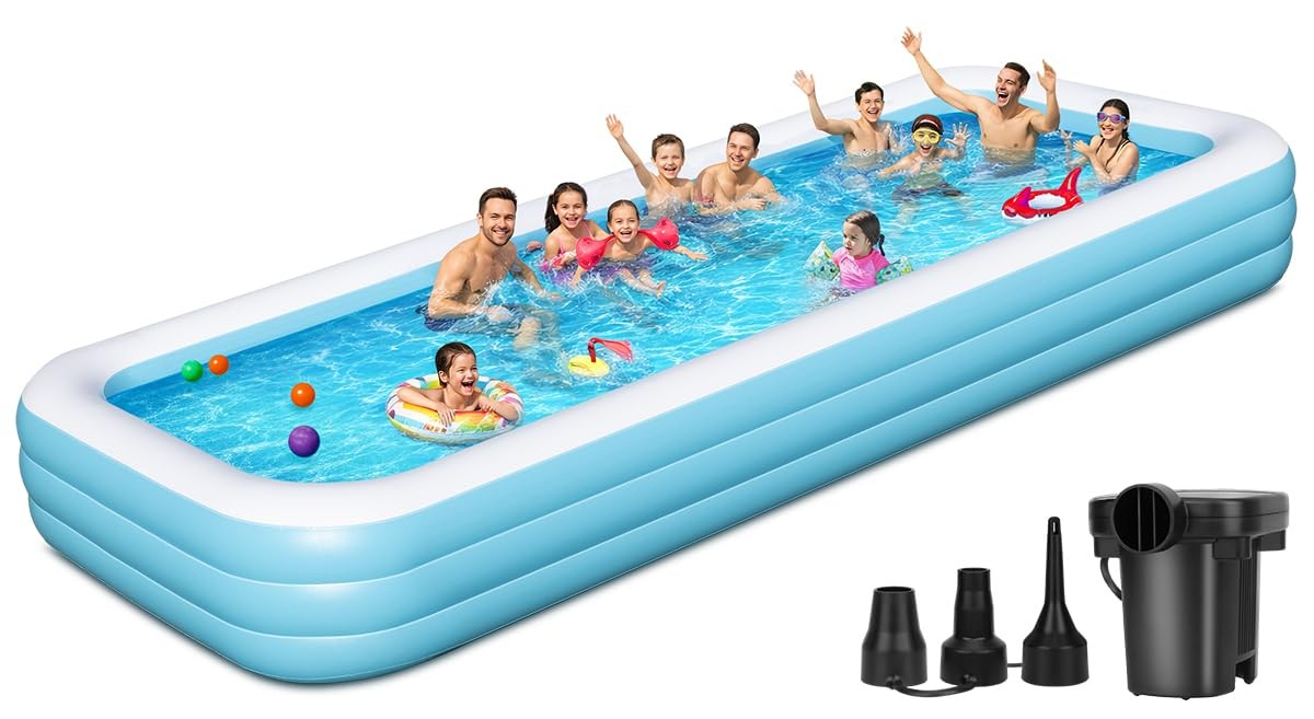 Inflatable Pool 180 x 76 22 Family Blow Up Swimming Air Pump Large Oversized