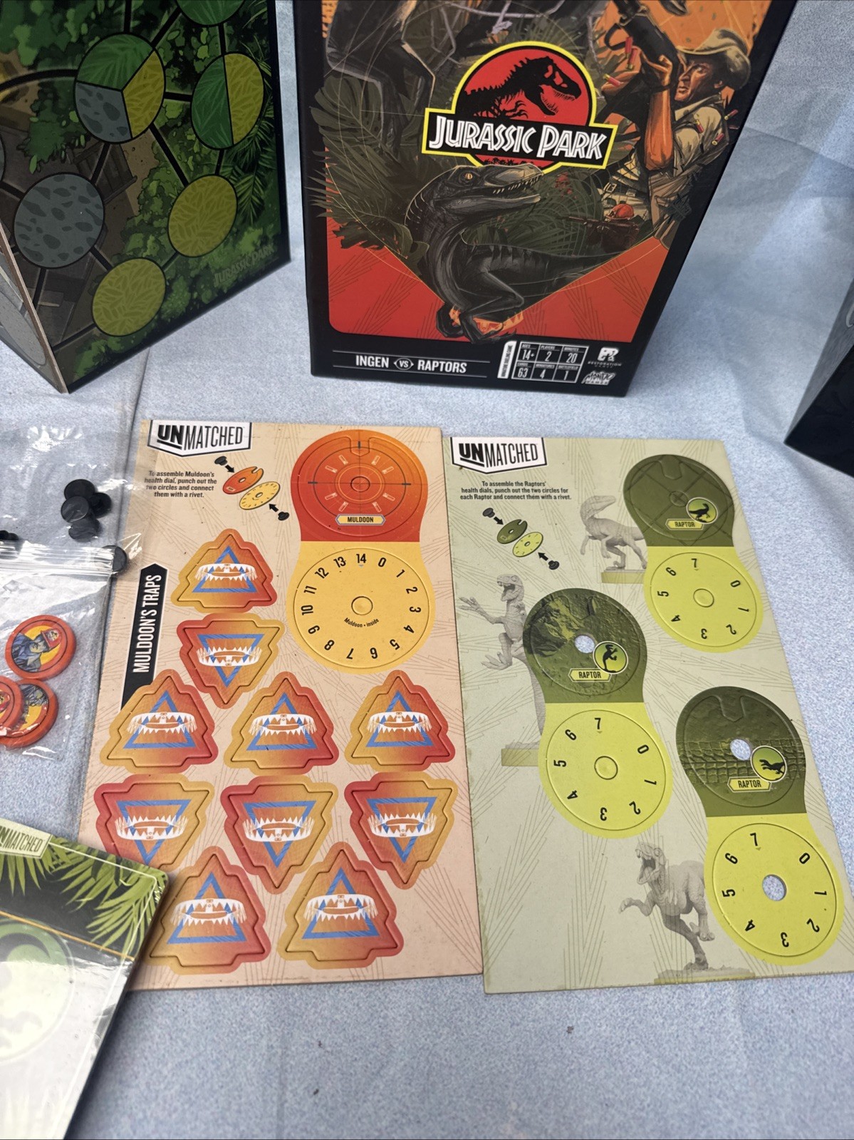 Unmatched Jurassic Park Ingen Vs. Raptors Board Game (incomplete)