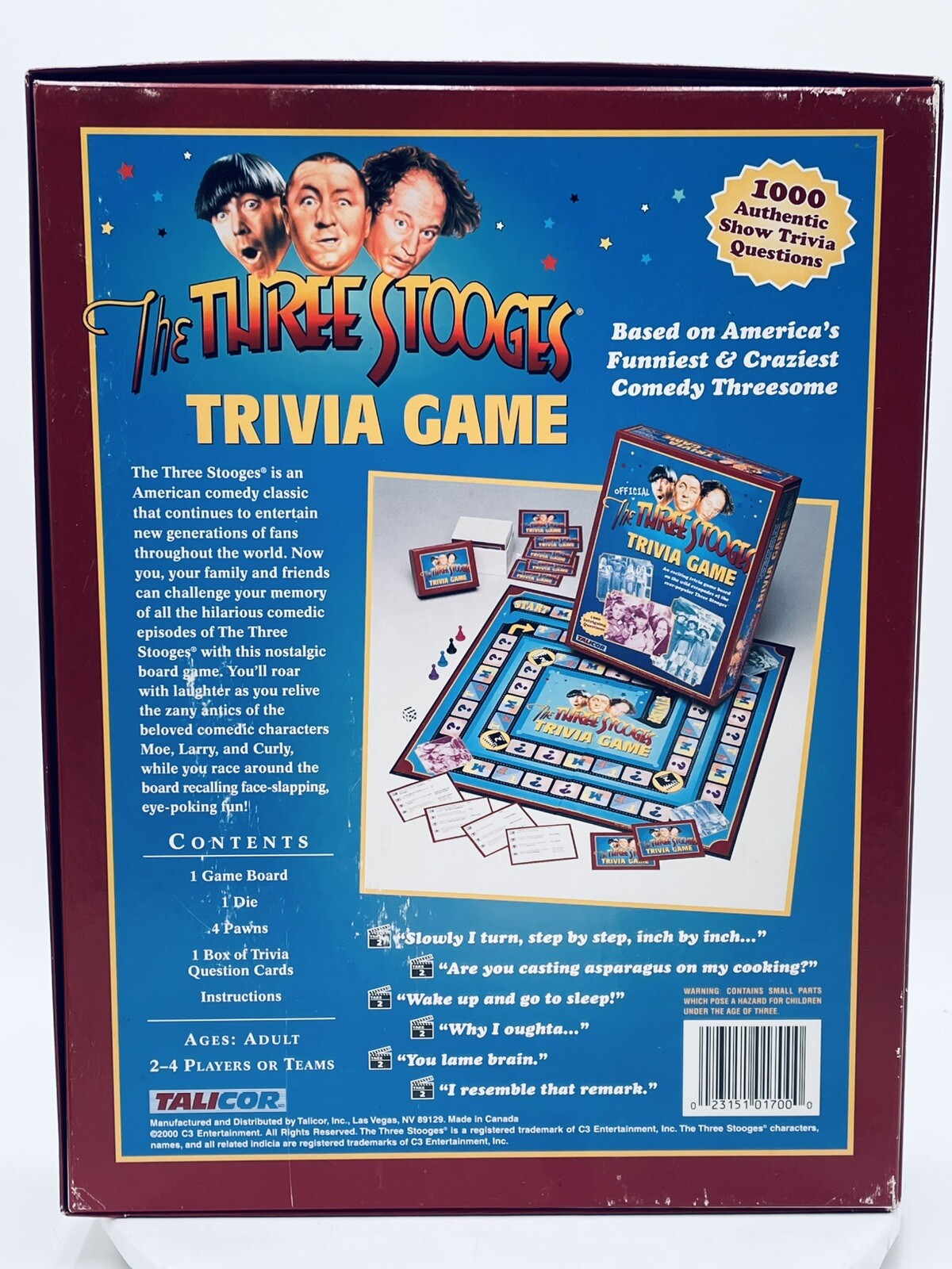 The Official Three Stooges Trivia Game 2000 By Talicor Mo Larry Curly Nyuk Nyuk