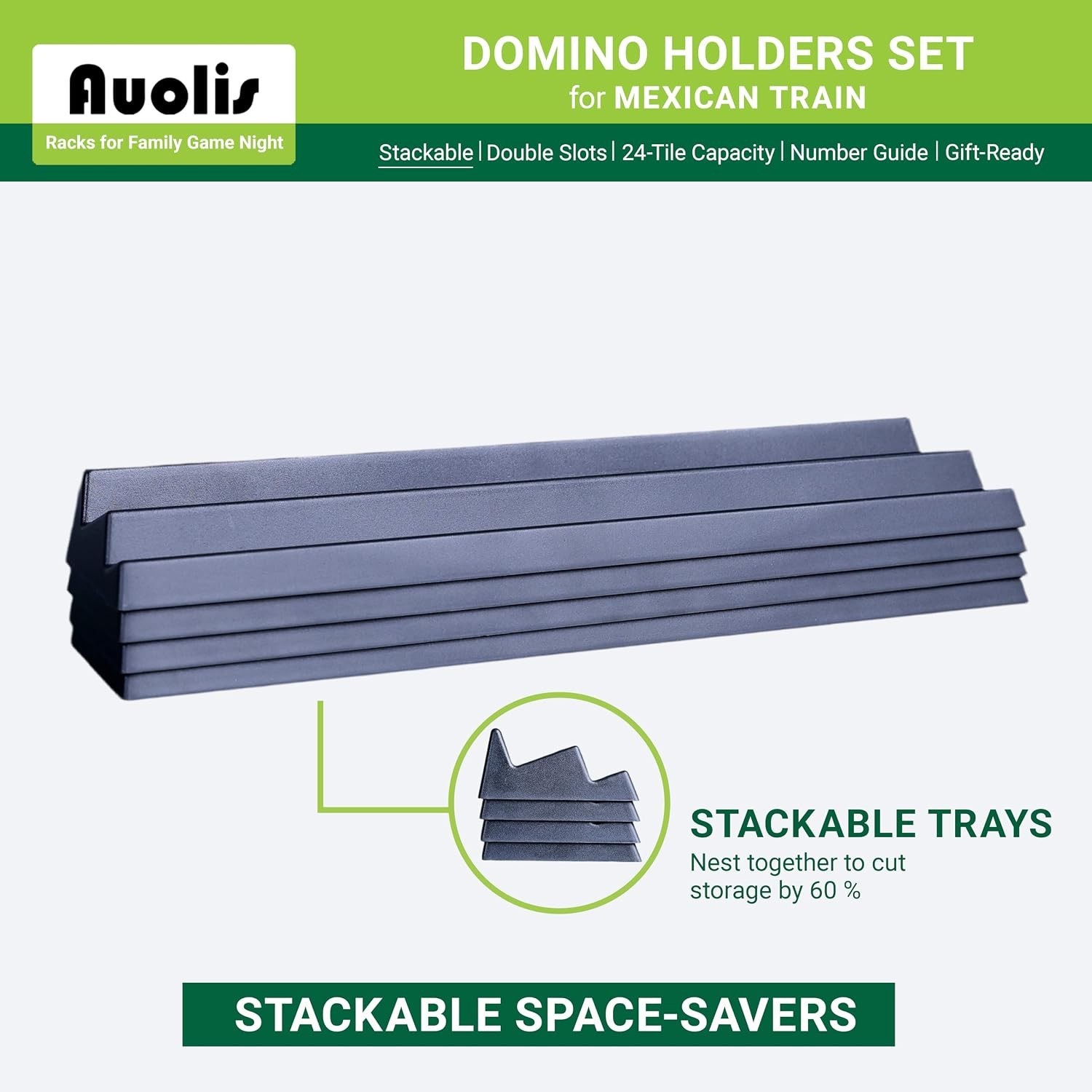 Domino Holders for Mexican Train, Set of 4 Stackable Trays, 24-Tile Capacity …
