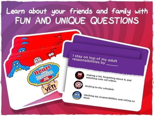 New Sealed Heart and Brain Quiz Game Awkward Yeti Personality Game 8+ Free Ship