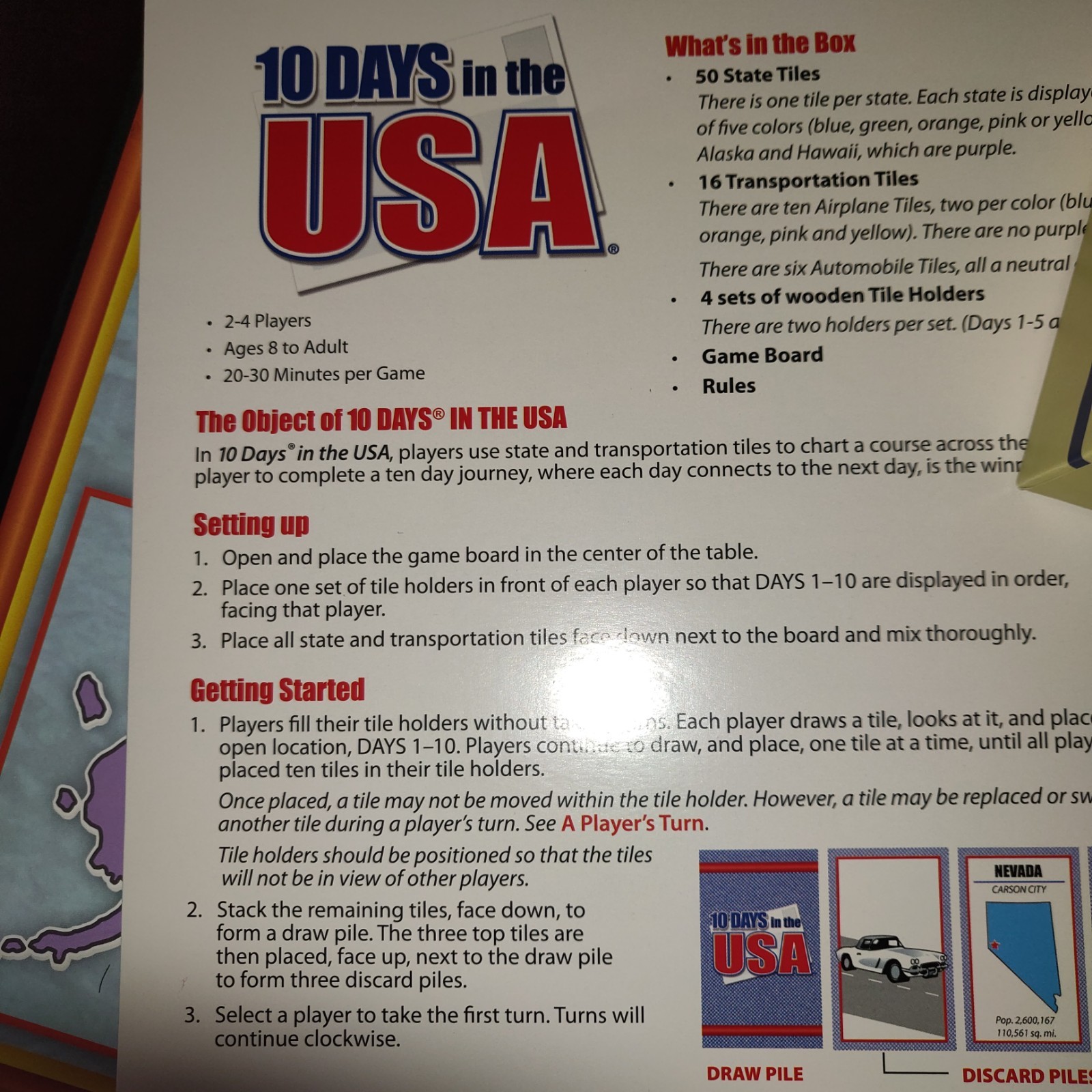 10 Days In The USA Board Game MENSA Family 2-4 Players NEW Traveling Ages 8+