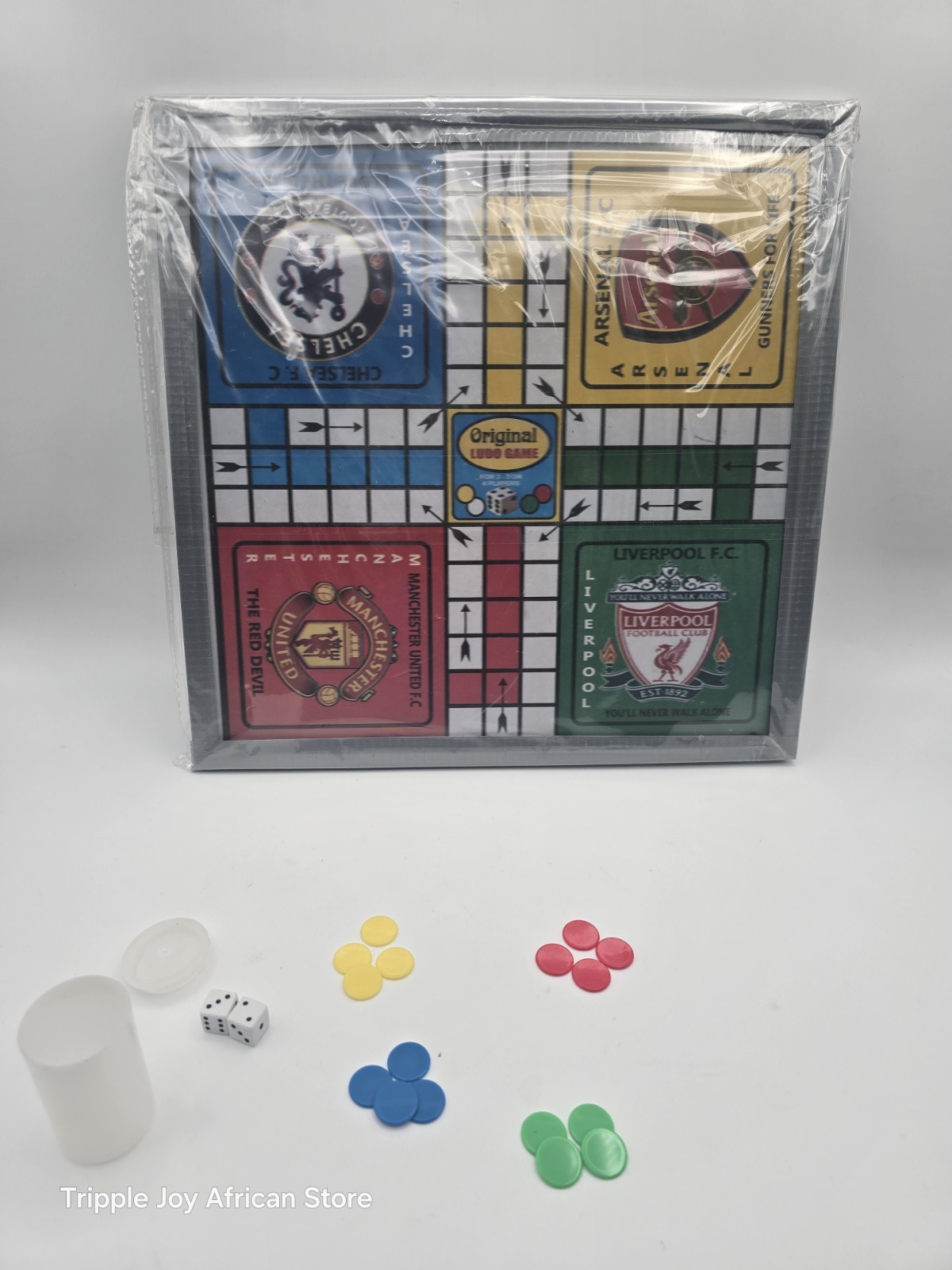 Snake And Ladder Ludo Board Game With Dices by And Seeds. 12 by 12 inches