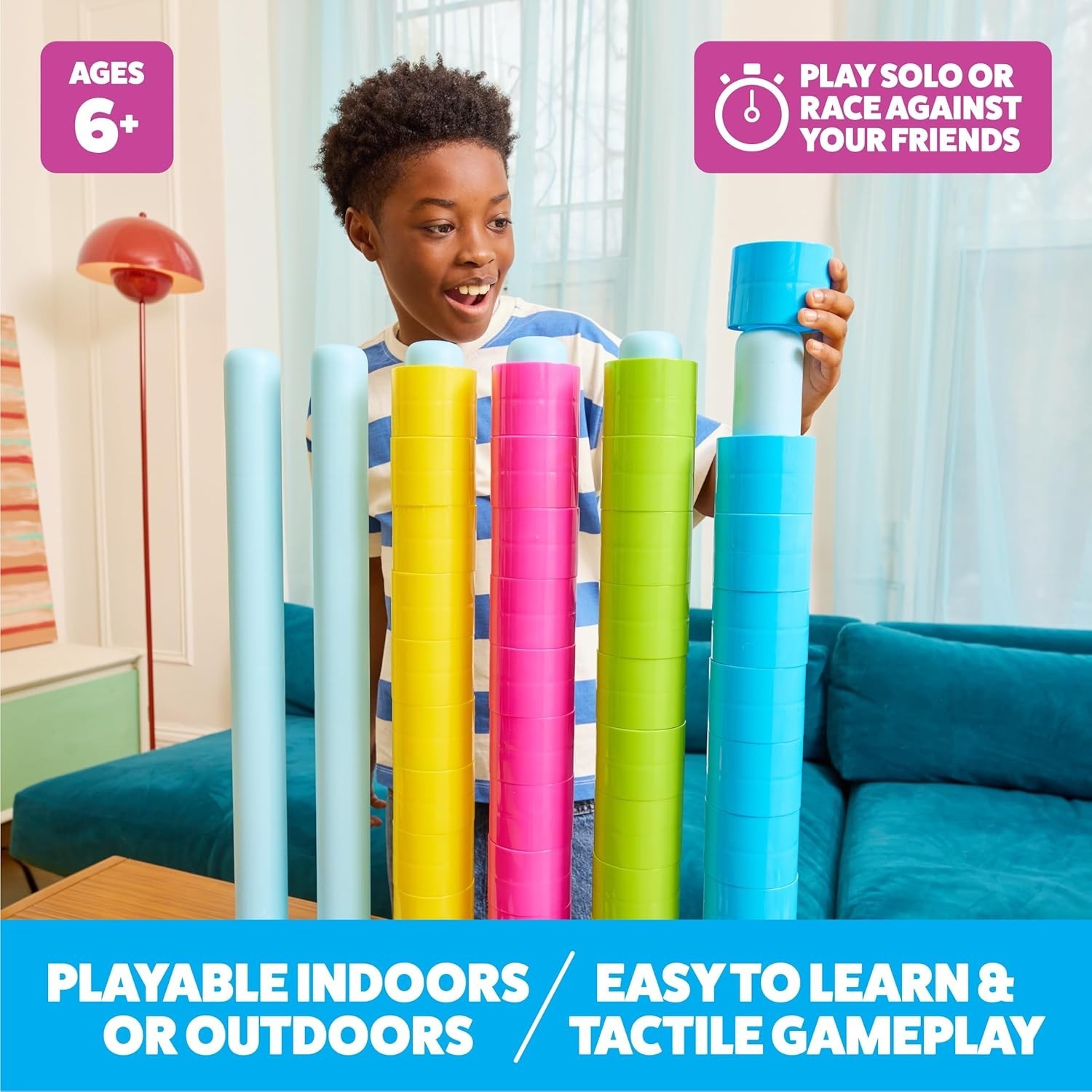 Giant Color Stack Challenge by Relatable – Strategy Stacking Game with 50 Puzzle