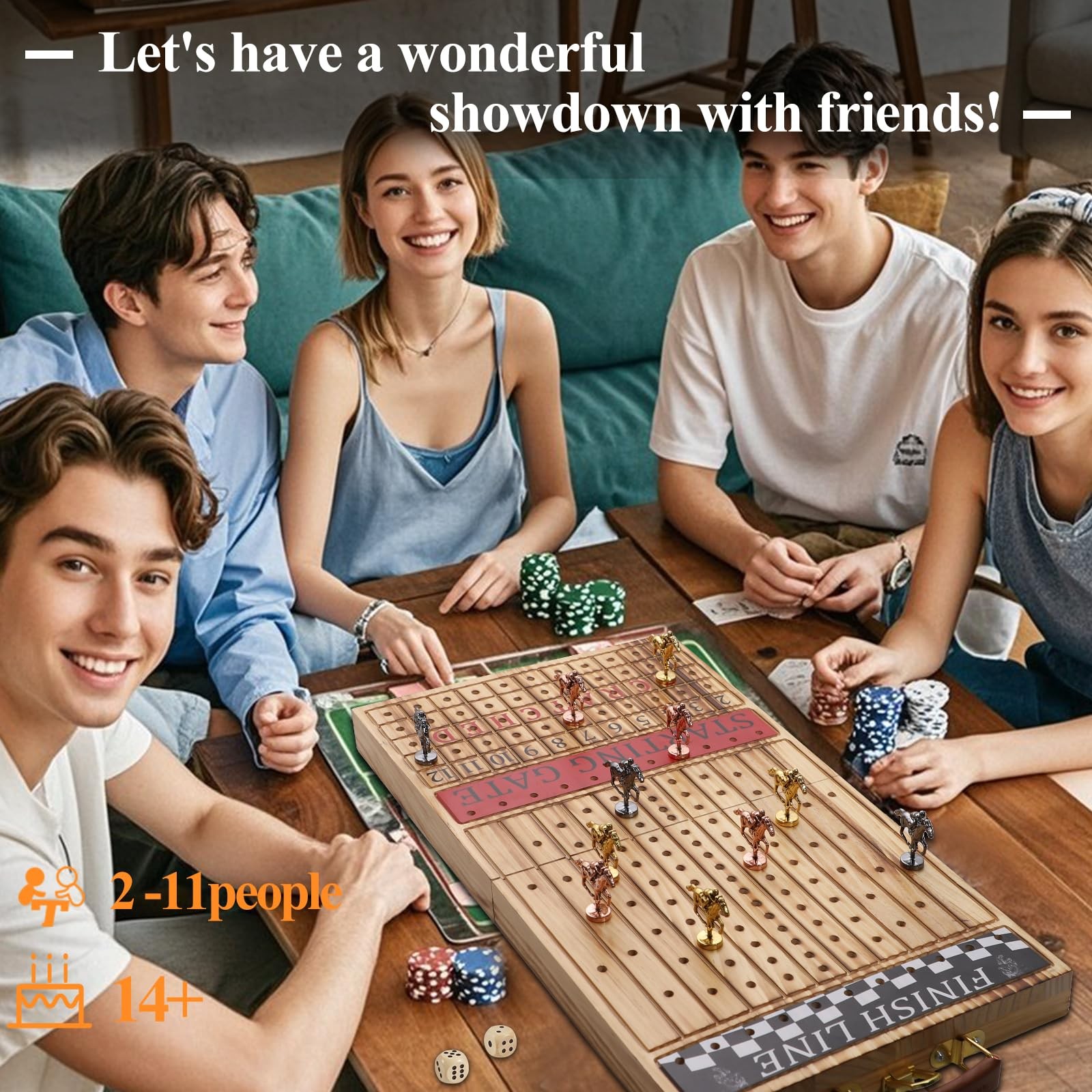 Luxury Horse Race Board Game Foldable Horse Racing Game with Cards and Dice，…