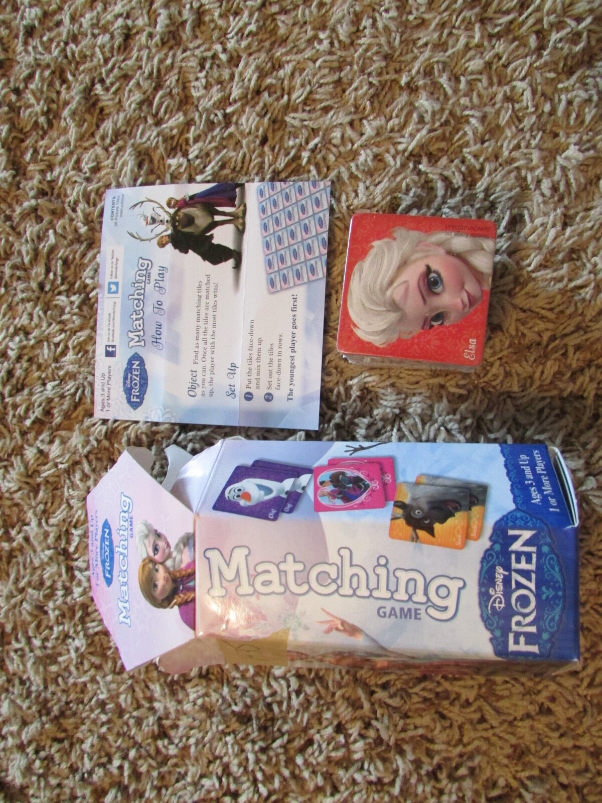 Disney Frozen Matching Game-36 Picture Tiles-Anna, Elsa, Kristoff, Olaf 2014 NIB