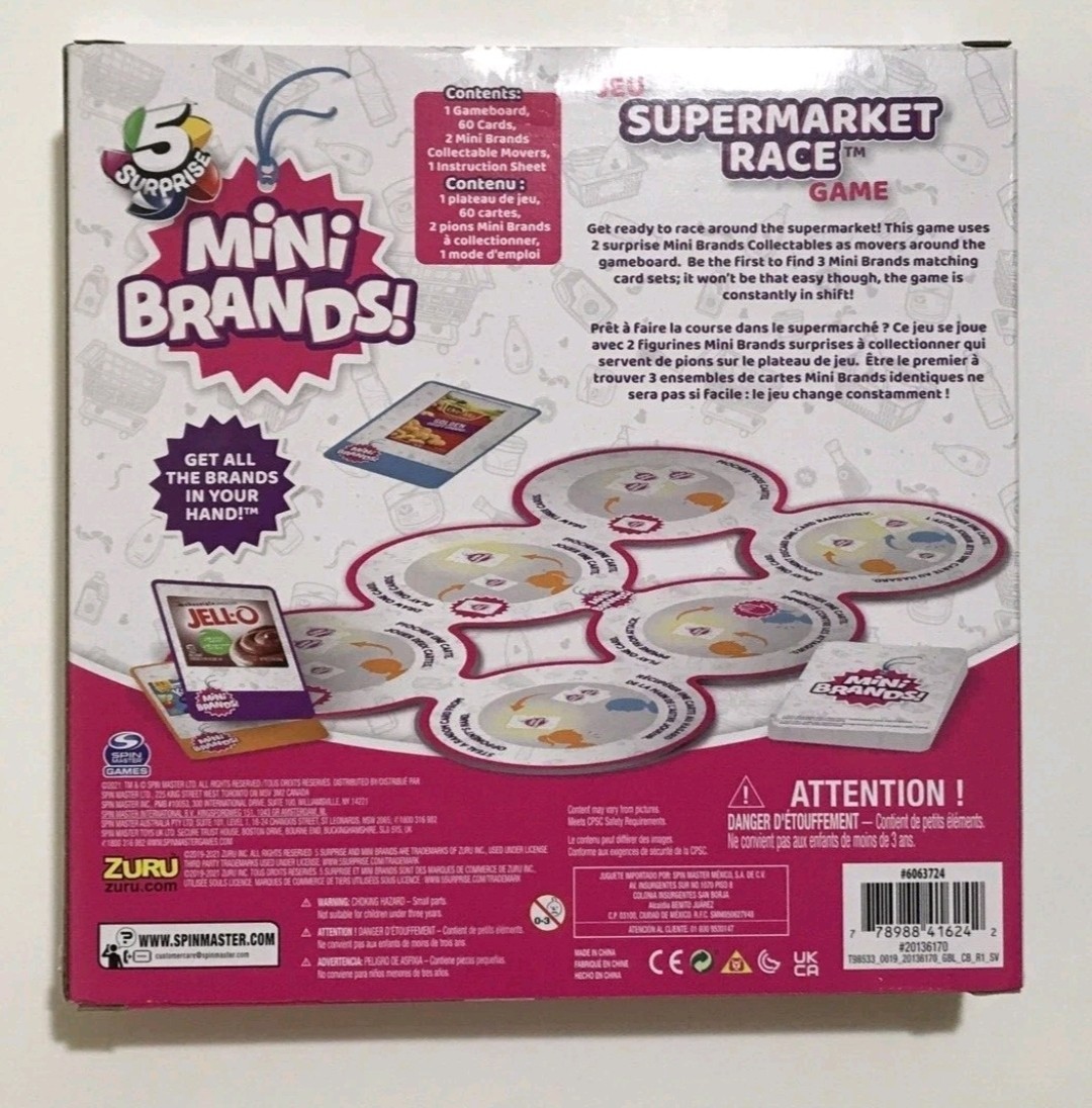 Supermarket Race Game 5Surprise Mini Brands Family Fun Spinmaster Ages 8+