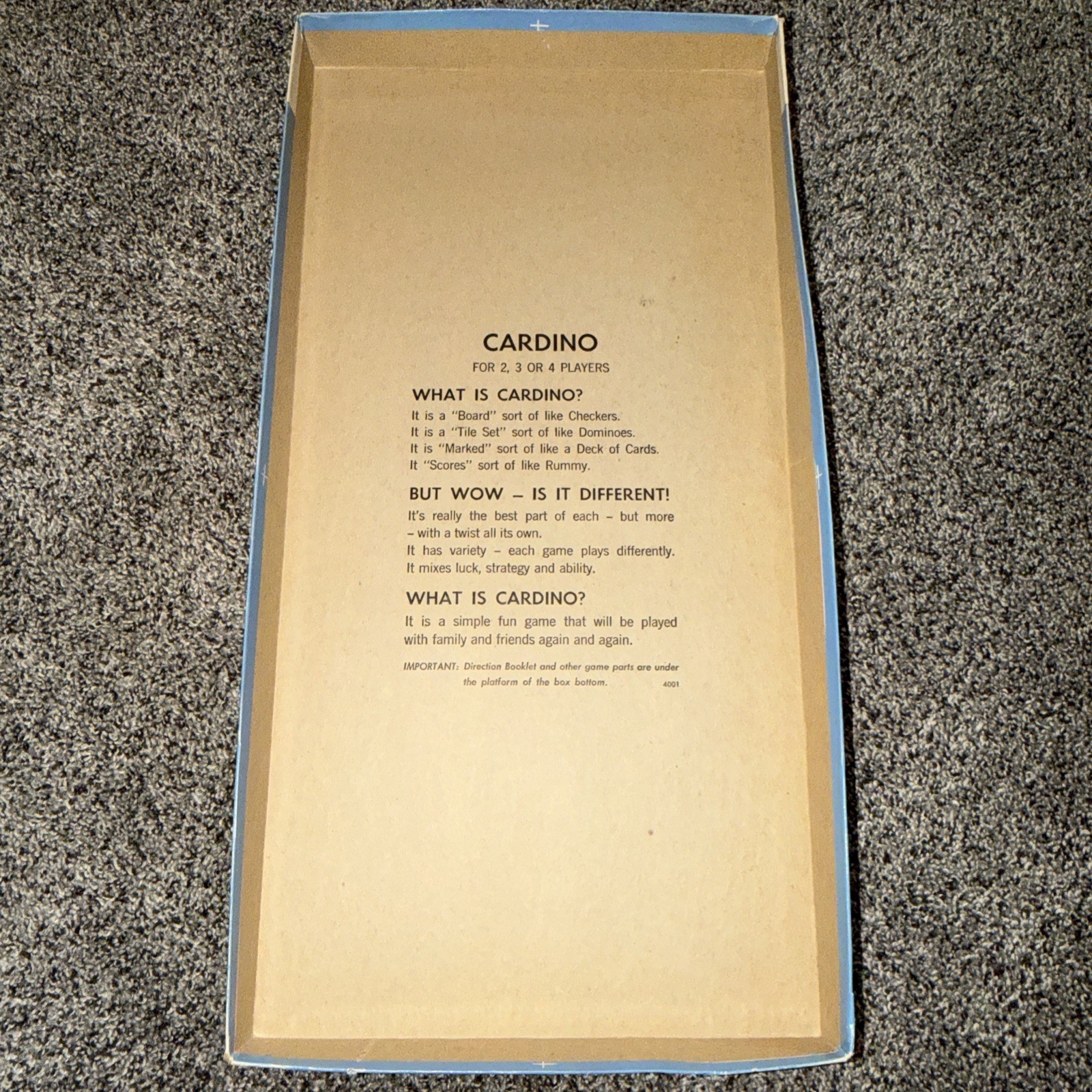 Vintage 1970 Milton Bradley CARDINO Exciting Card Tile Strategy Game! COMPLETE!