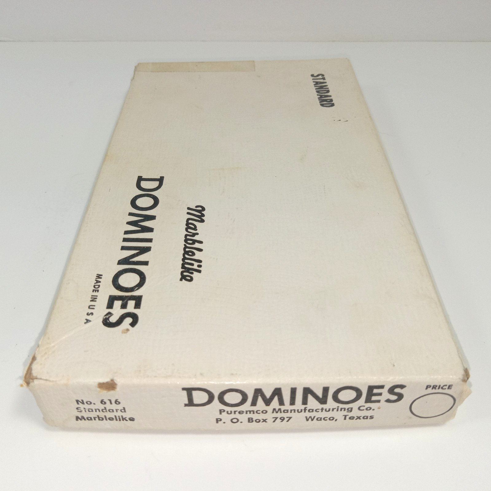 Vtg Set of Puremco No. 616 Standard Black Marblelike Dominoes Made In USA Waco