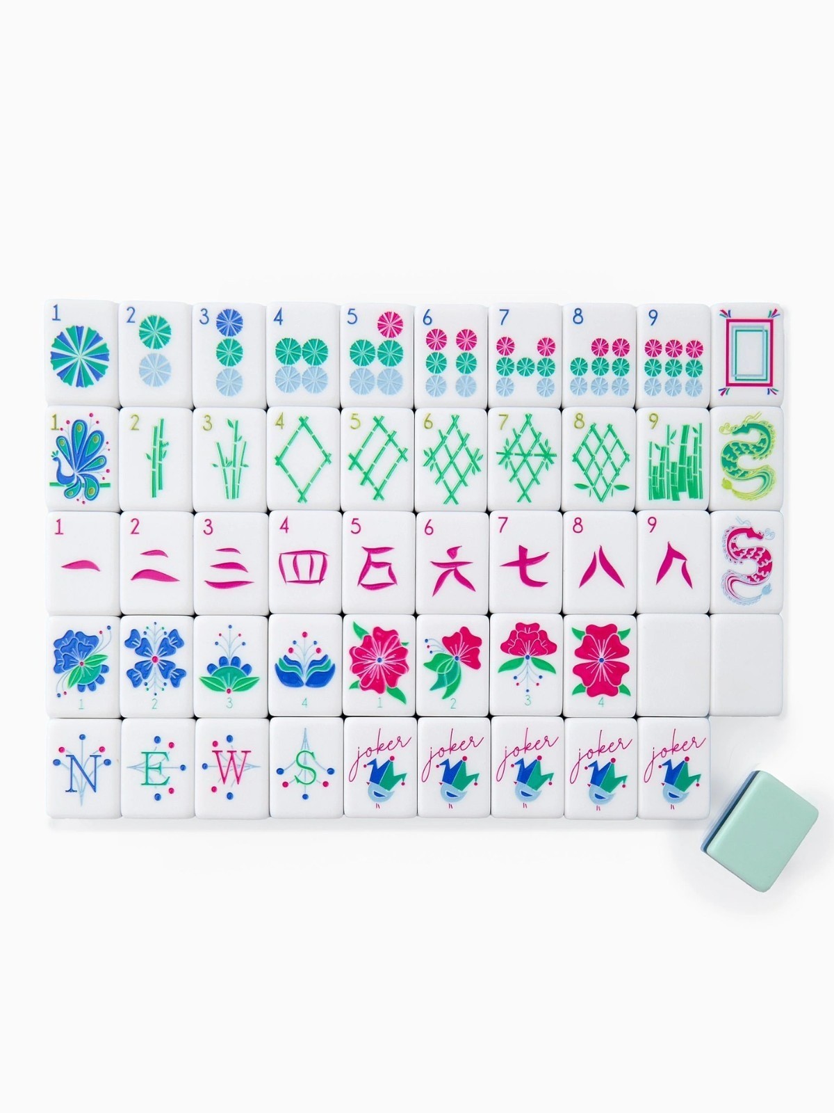 US Stock American Mahjong Tiles 160 cyan Painting Hand-Painted Mahjong Set