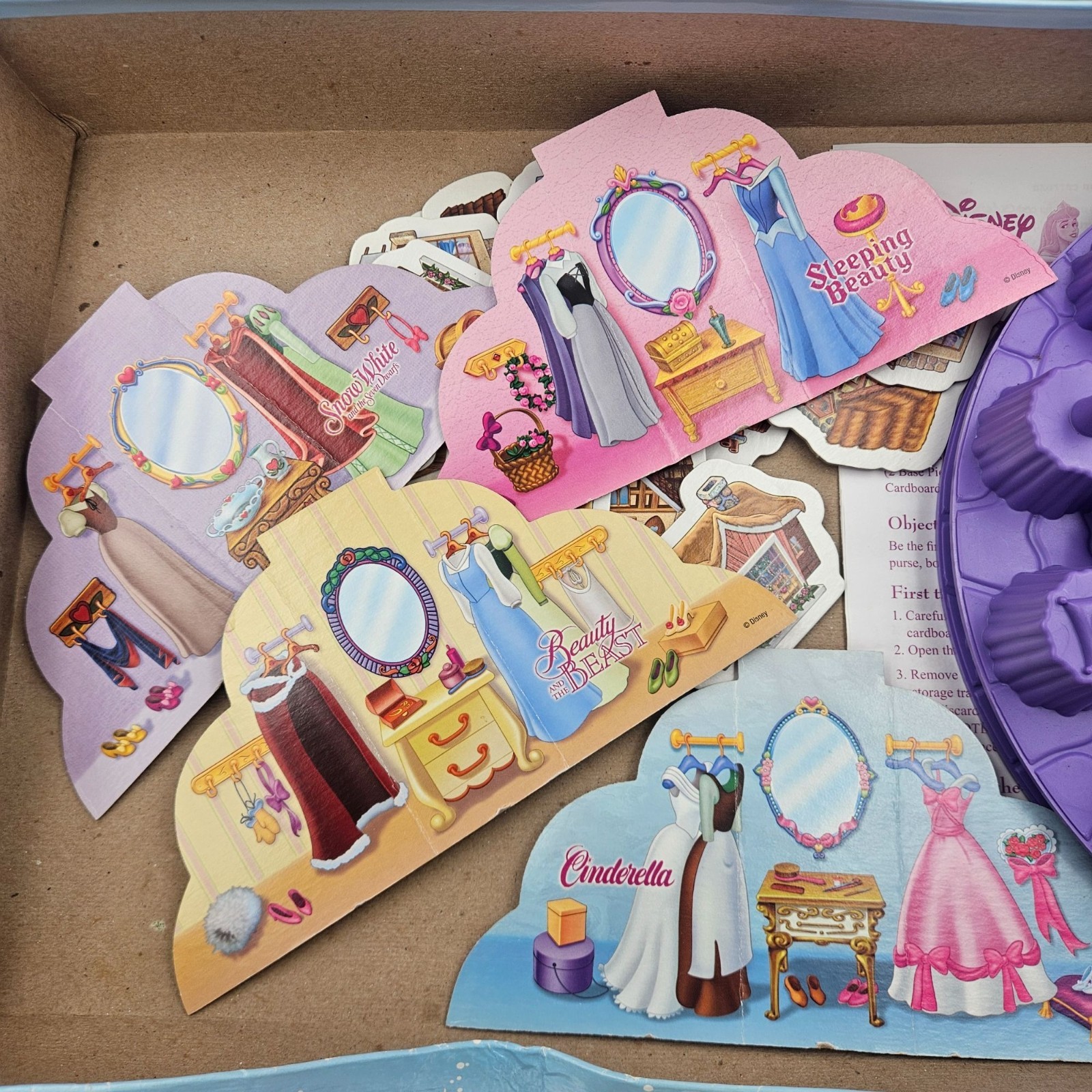 Disney Princess Gowns & Crowns Board Game By MB Milton Missing Dice & Stands