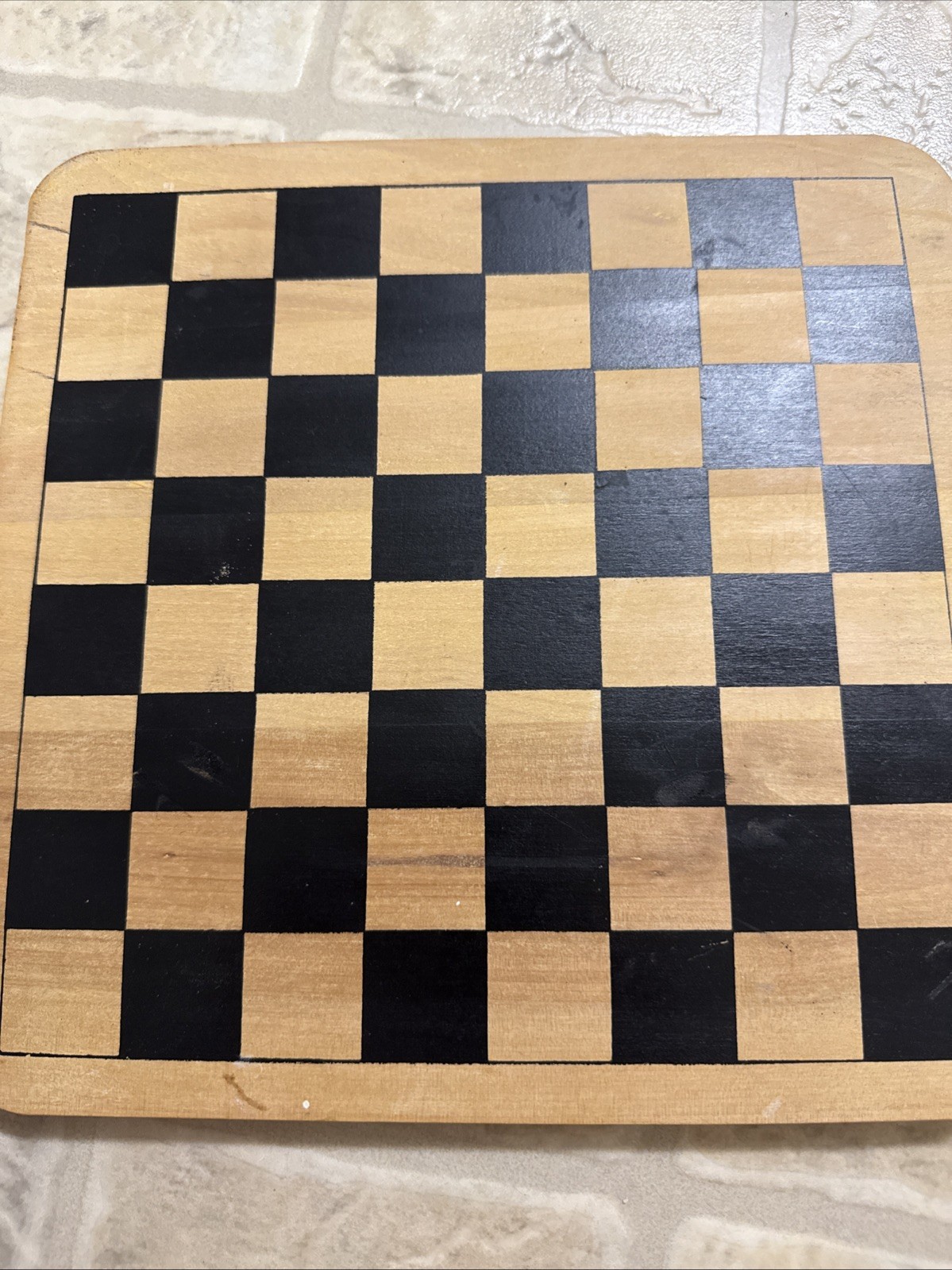 Vintage Wooden Painted Reversible Chess/Checkers/Pachesi Board ONLY 11″