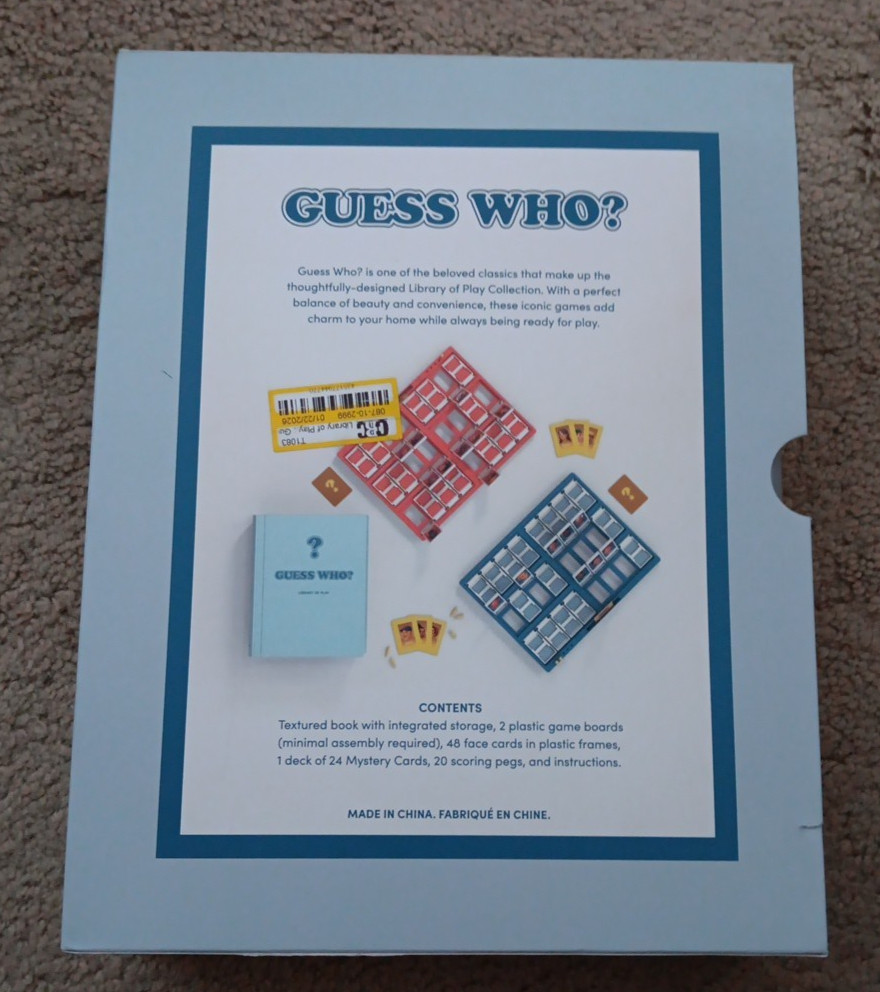 LIbrary of Play : Candy Land; Chess; Clue; Guess Who? Scattergories; Trouble;