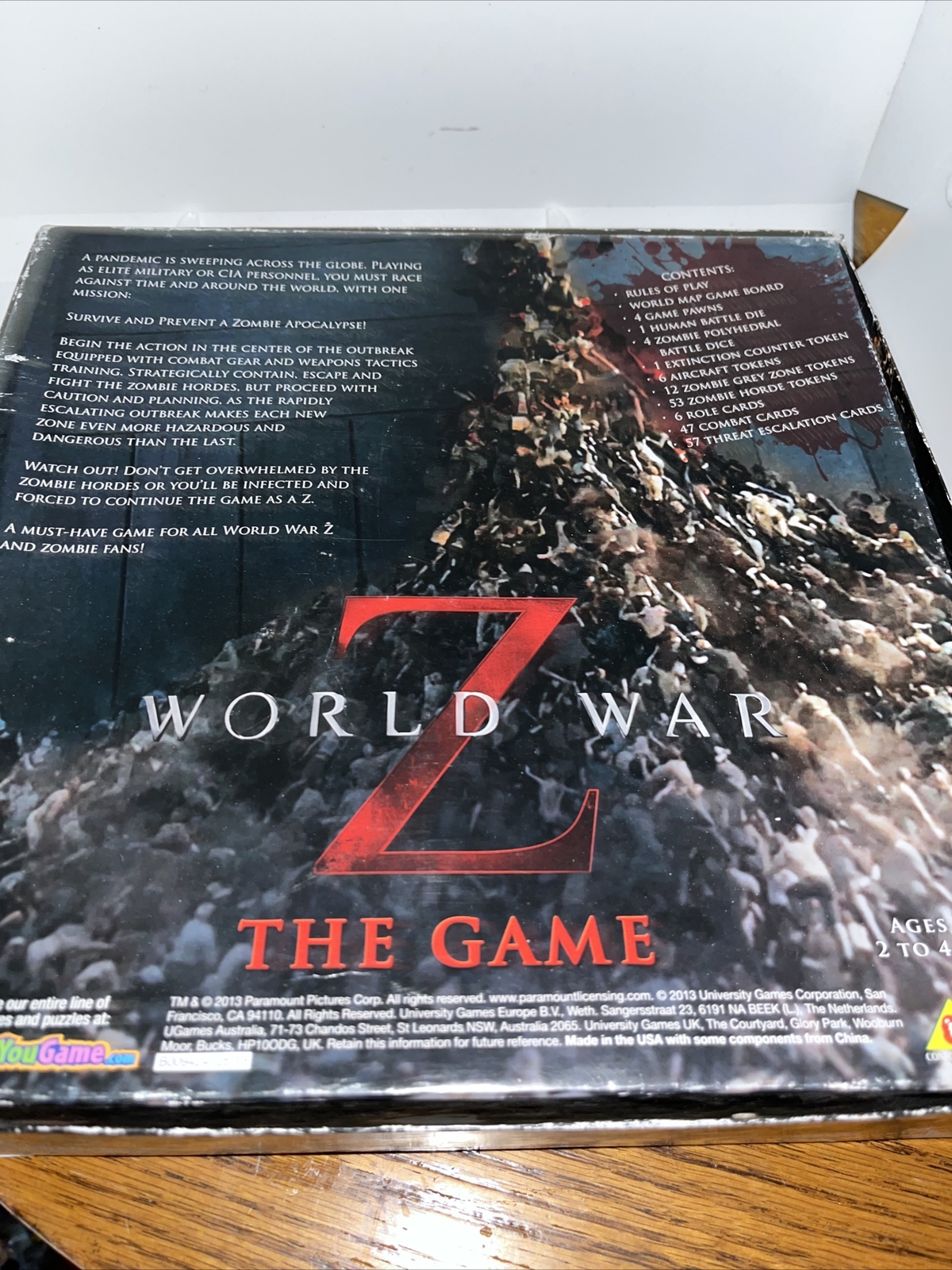 University Games Board Game World War Z – The Game – New Open Box