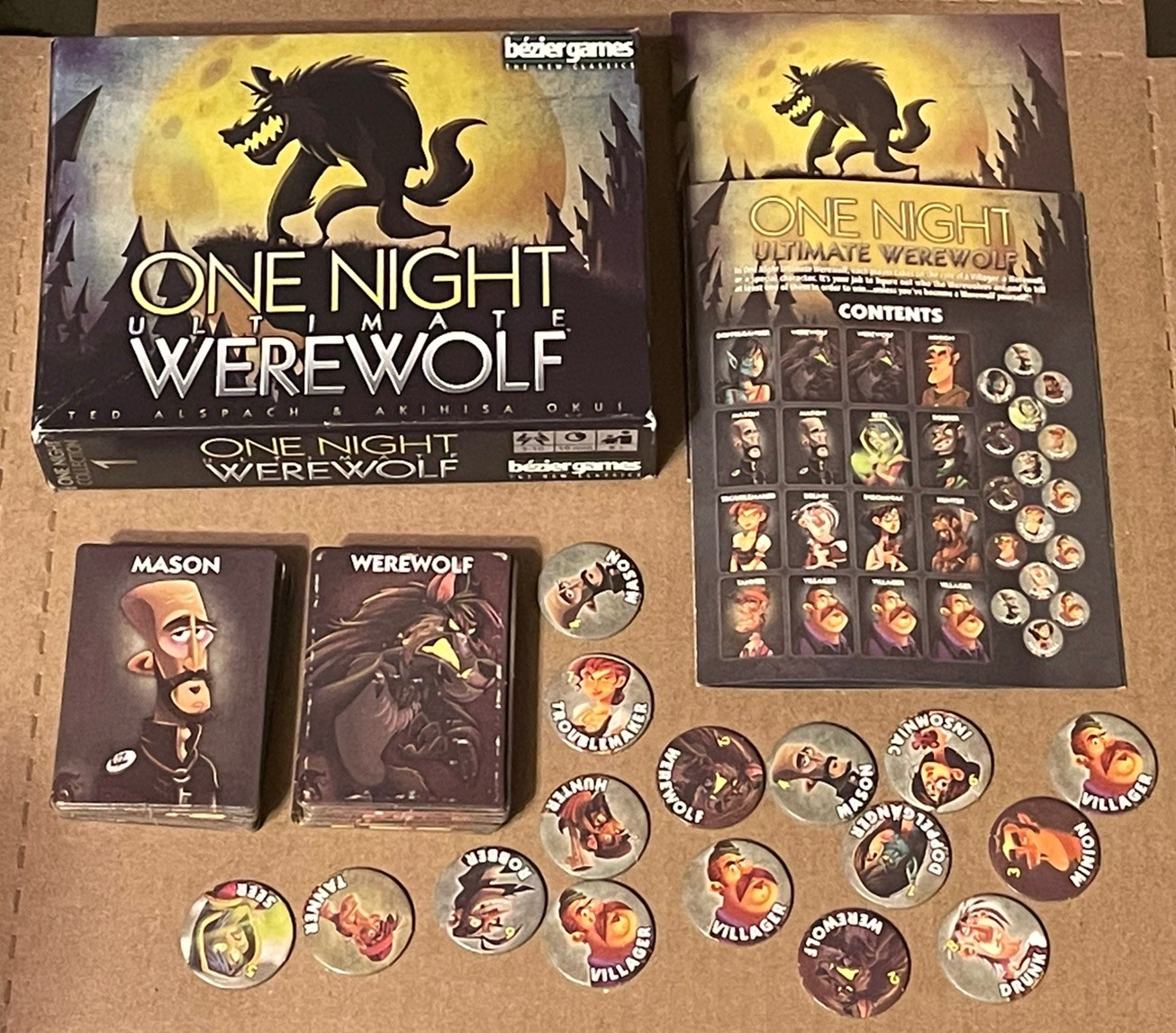 One Night Ultimate Werewolf Card Game Bezier Games Complete 2016 Original!