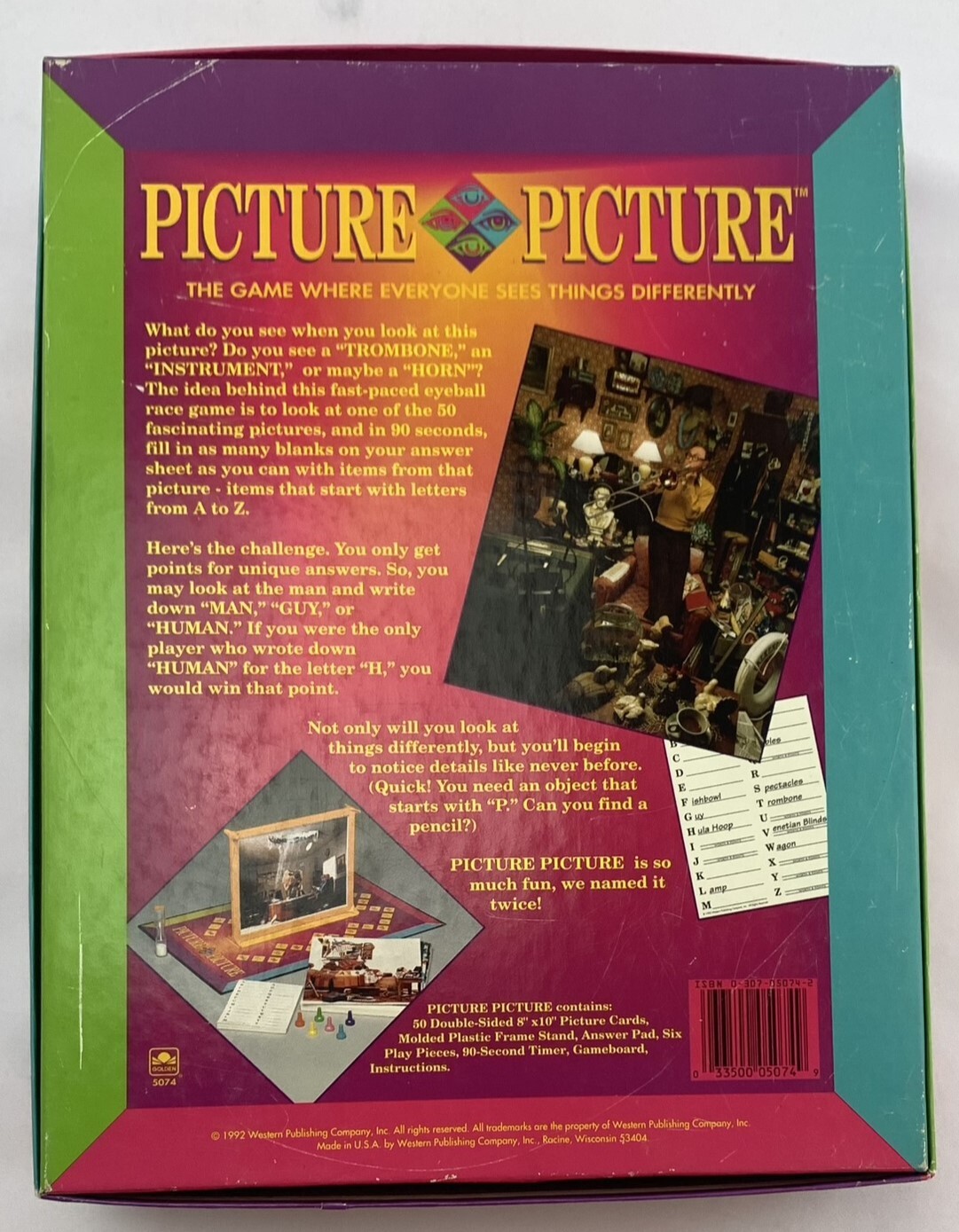 1992 Picture Picture Board Game by Golden Complete in Very Good Cond FREE SHIP