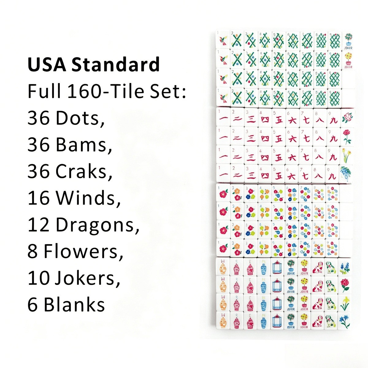 160 American Mahjong Tiles – 4-Layer Acrylic Engraved, Orange Set for Game Night