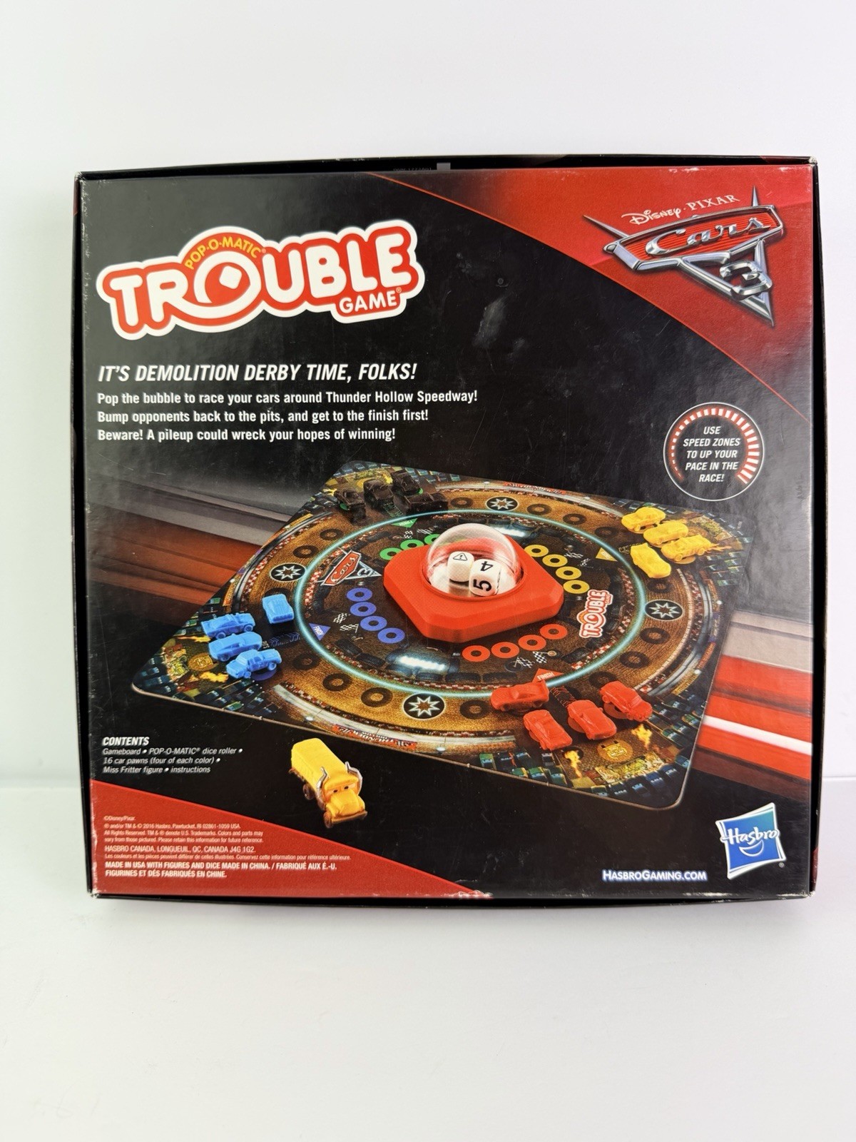 Disney Pixar Cars 3 Trouble Board Game Pop-O-Matic – Hasbro – Complete