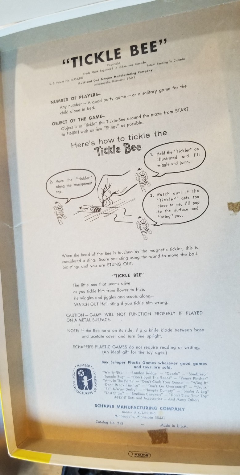 Vintage 1956 Tickle Bee Game Magnetic Maze by Schaper Toys – Complete