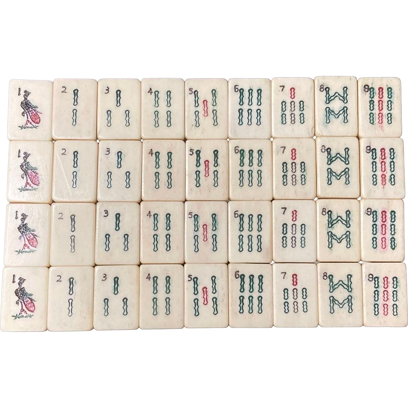 Vtg Chinese Mahjong Bone Bamboo Wooden Case 5 Drawer Tiles Carved Flower Auth