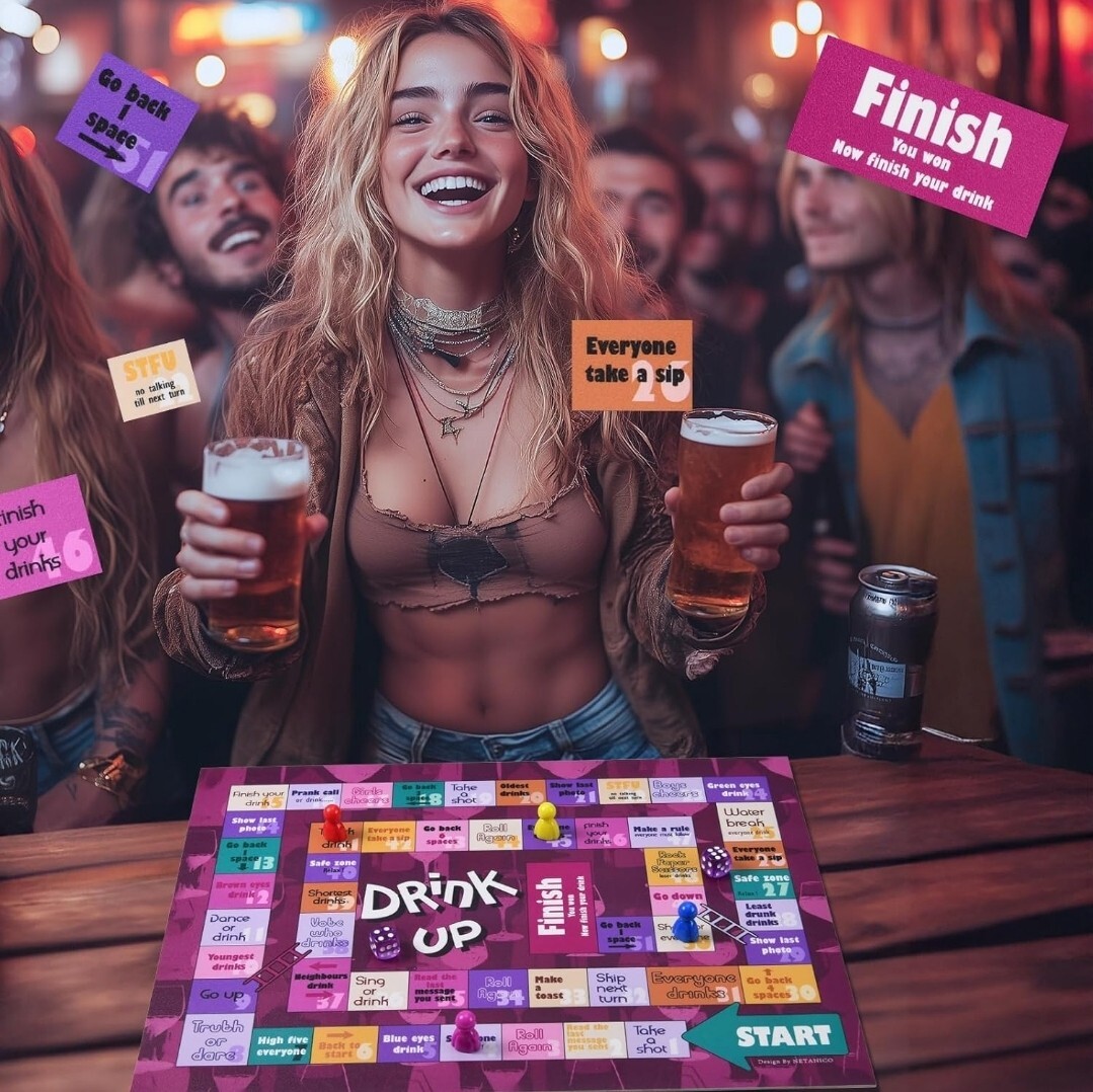 Tipsy Drinking Board Game, Leather Land Drinking Games for Adults