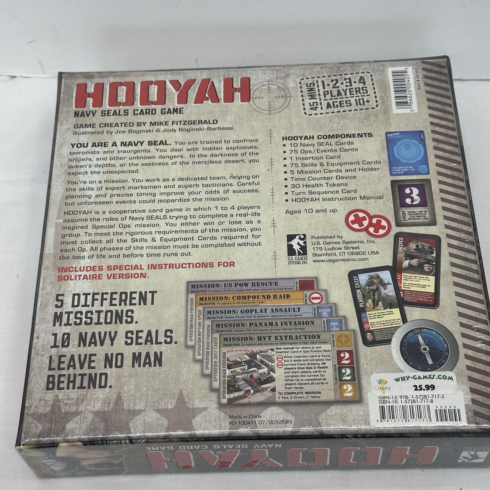 Hooyah The Navy Seals Card Game – US Games War Board Game Brand New Sealed