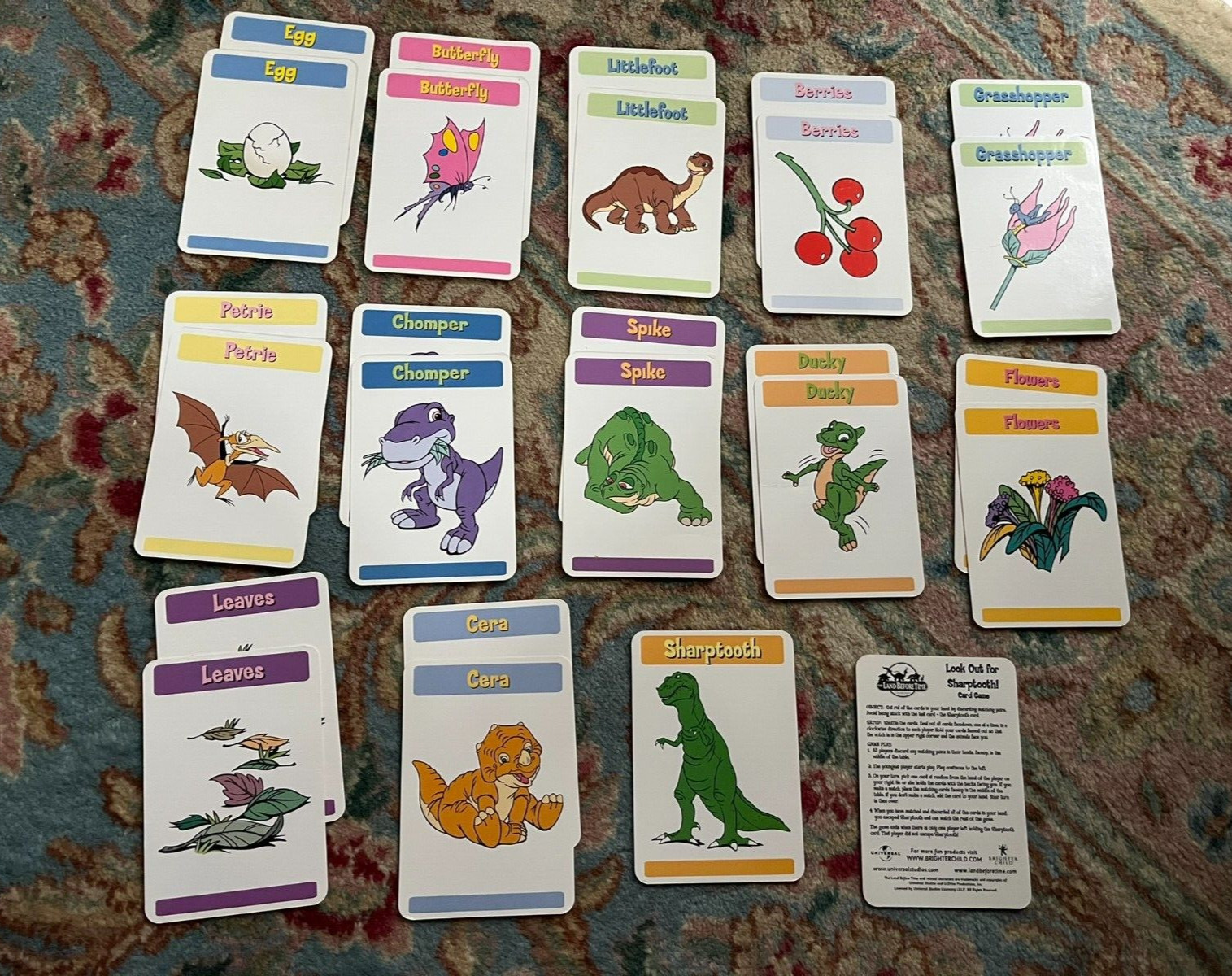 VTG LAND BEFORE TIME LOOK OUT FOR SHARPTOOTH OLD MAID CARD GAME BRIGHTER CHILD
