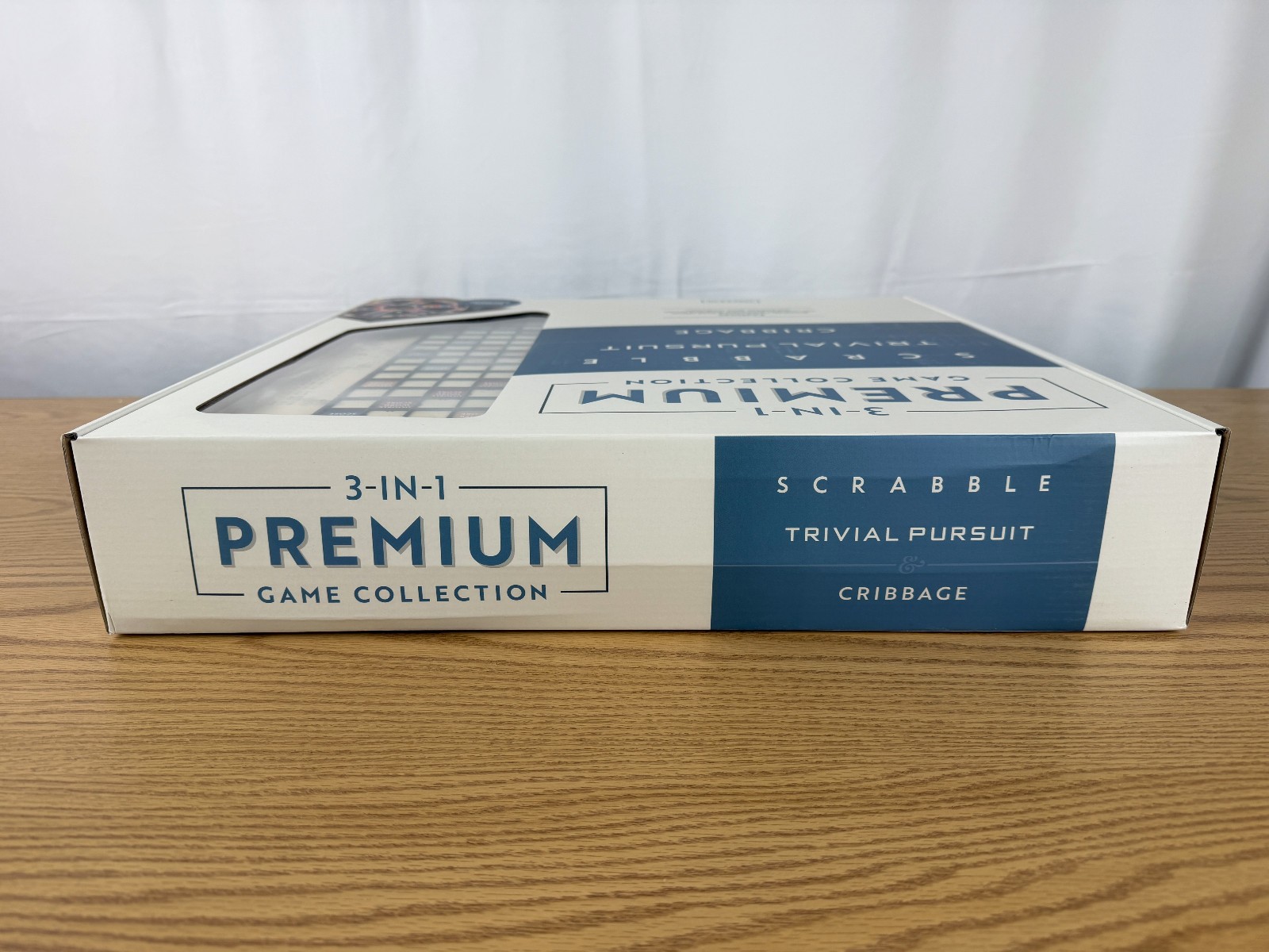 Scrabble 3-in-1 Premium Game Collection w/ Trivial Pursuit & Cribbage Open Box