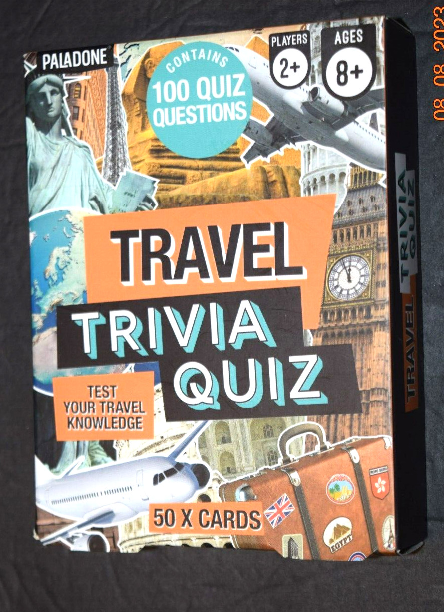 “TRAVEL TRIVIA QUIZ GAME,” 50 Cards/100 Questions, BrandNew in the Original Box