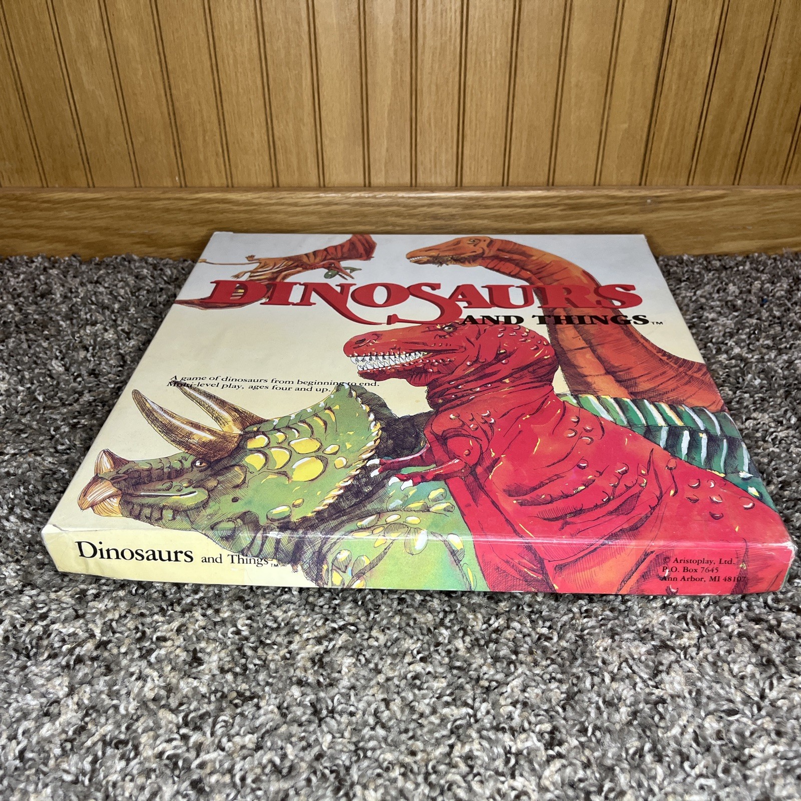 Vintage Aristoplay Dinosaurs And Things Board Game 100% Complete in Box 1987