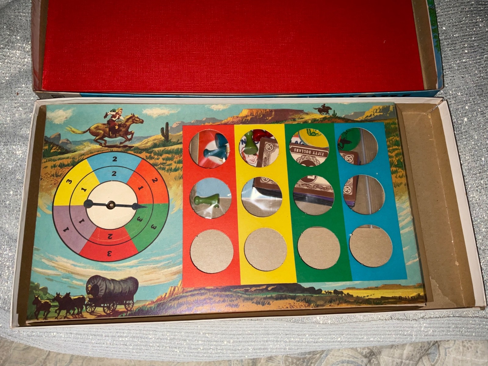Vtg 4310-2 Annie Oakley Board Game Western Milton Bradley 100% Complete! See Pic