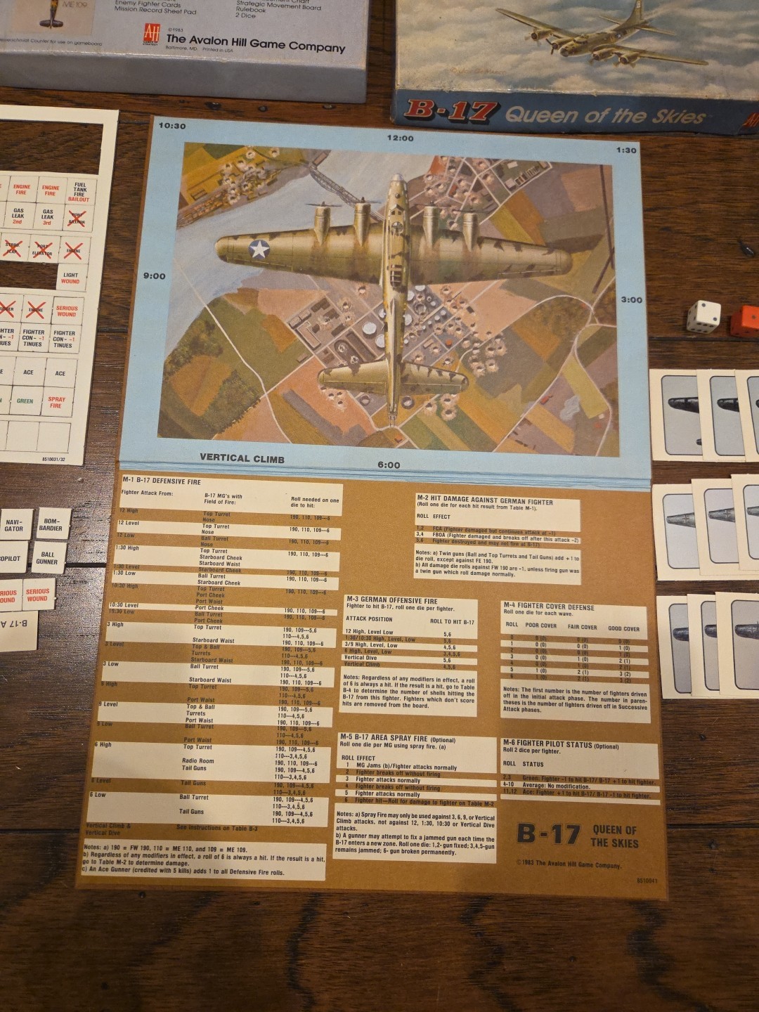 B-17 Queen Of The Skies Solitaire Board Game Avalon Hill Vintage 1983 WWII