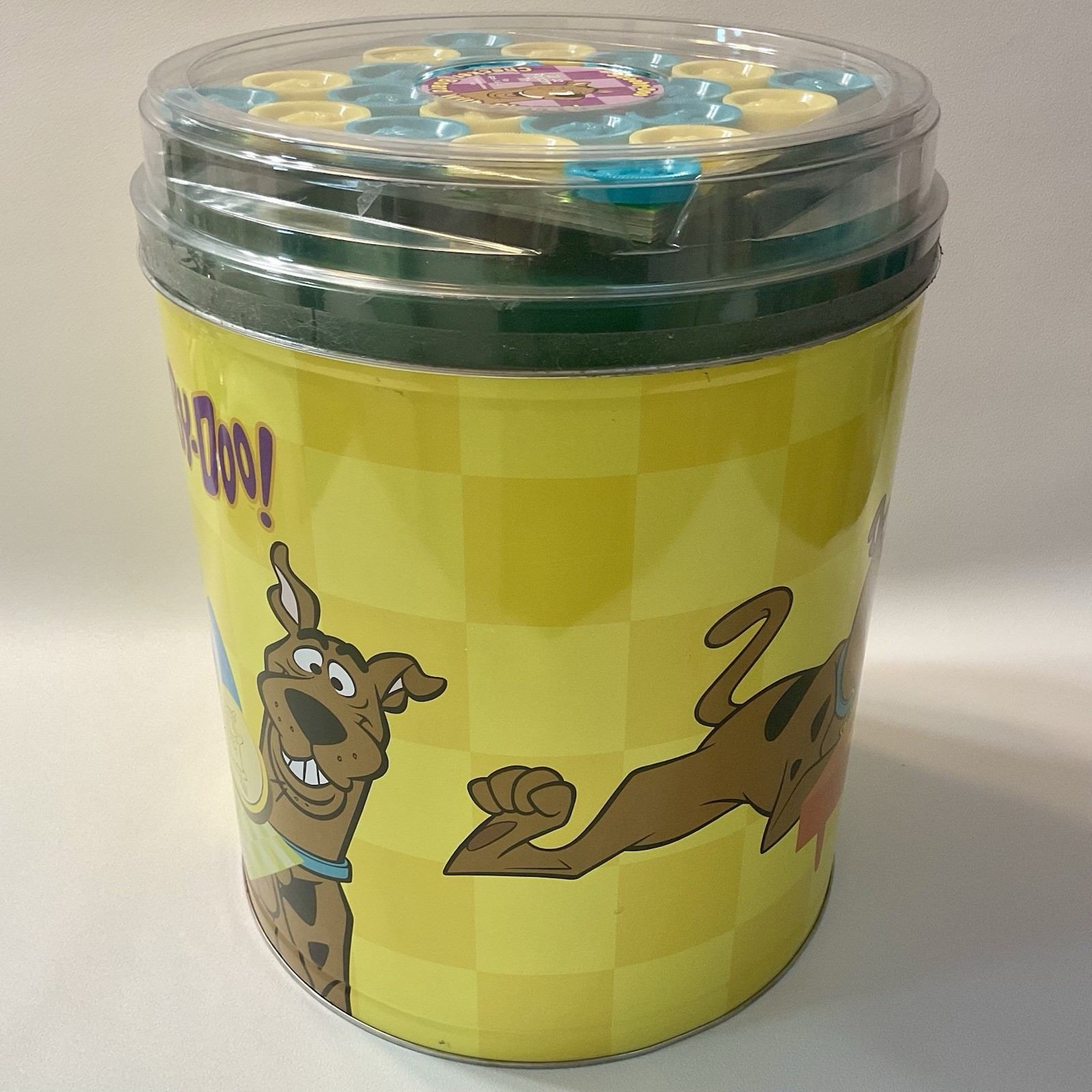 Scooby-Doo Checker Board Game with Pieces Hanna Barbera + Empty Popcorn Tin