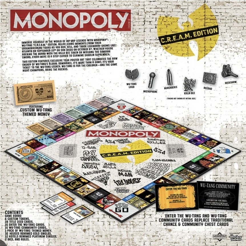 Wu Tang Clan MONOPOLY Board Game Cream (C.R.E.A.M. Edition) New Sealed