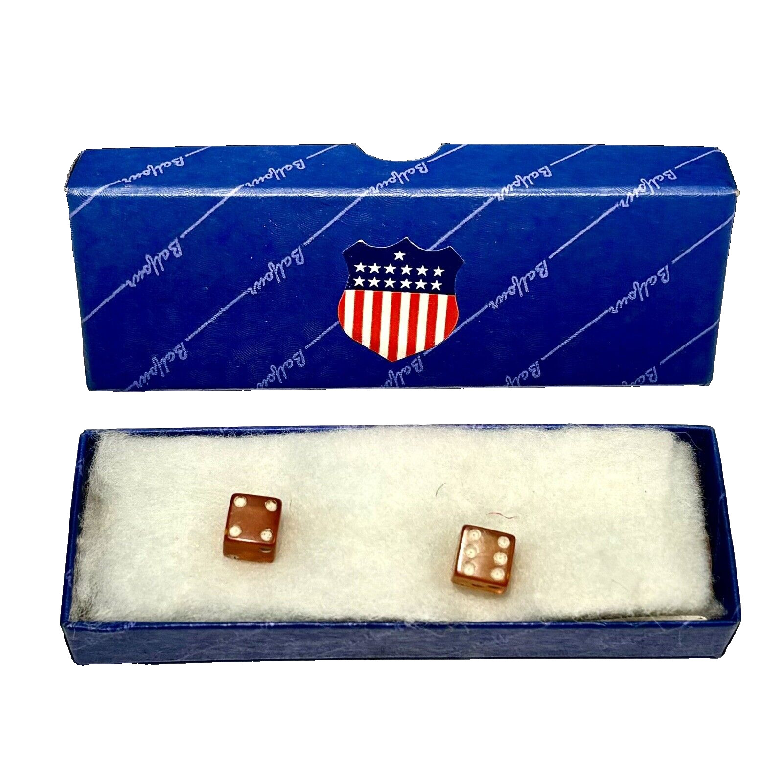 Resin Dice Patriotic Box USA Shield Red White and Blue Tiny Games Set of Two