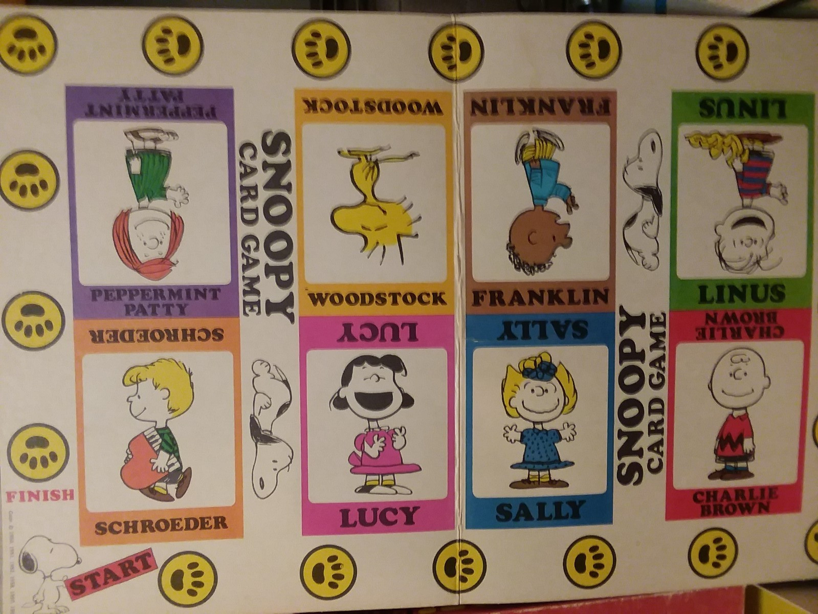 2 Vntg PEANUTS Game Lot – 1971 GOOD OL’ CHARLIE BROWN Board & 1974 SNOOPY Card
