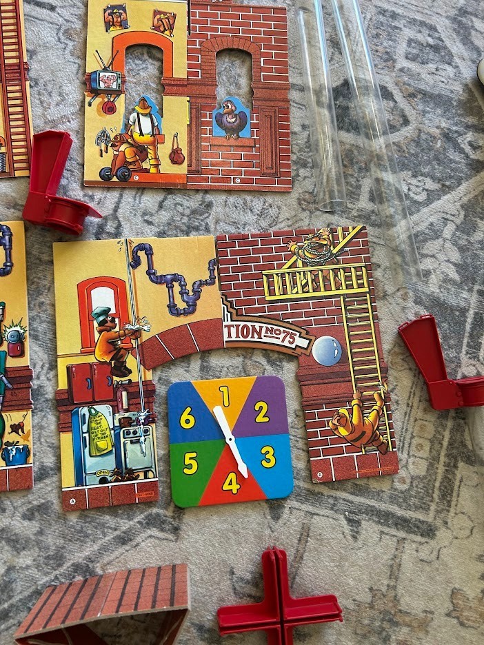 Oops & Downs Firehouse Full of Fun Board Game 1992 Mattel Missing 1 Piece (tube)