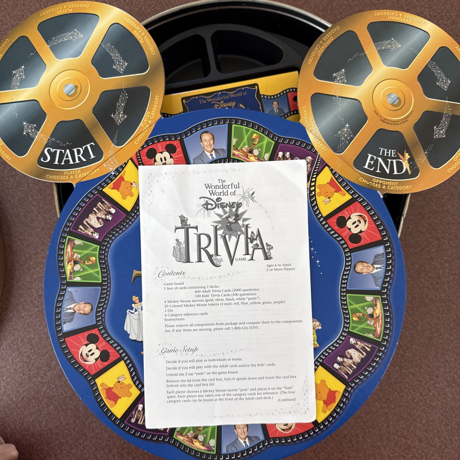 Mattel 1997 the Wonderful World of Disney Trivia Game Film Tin, used