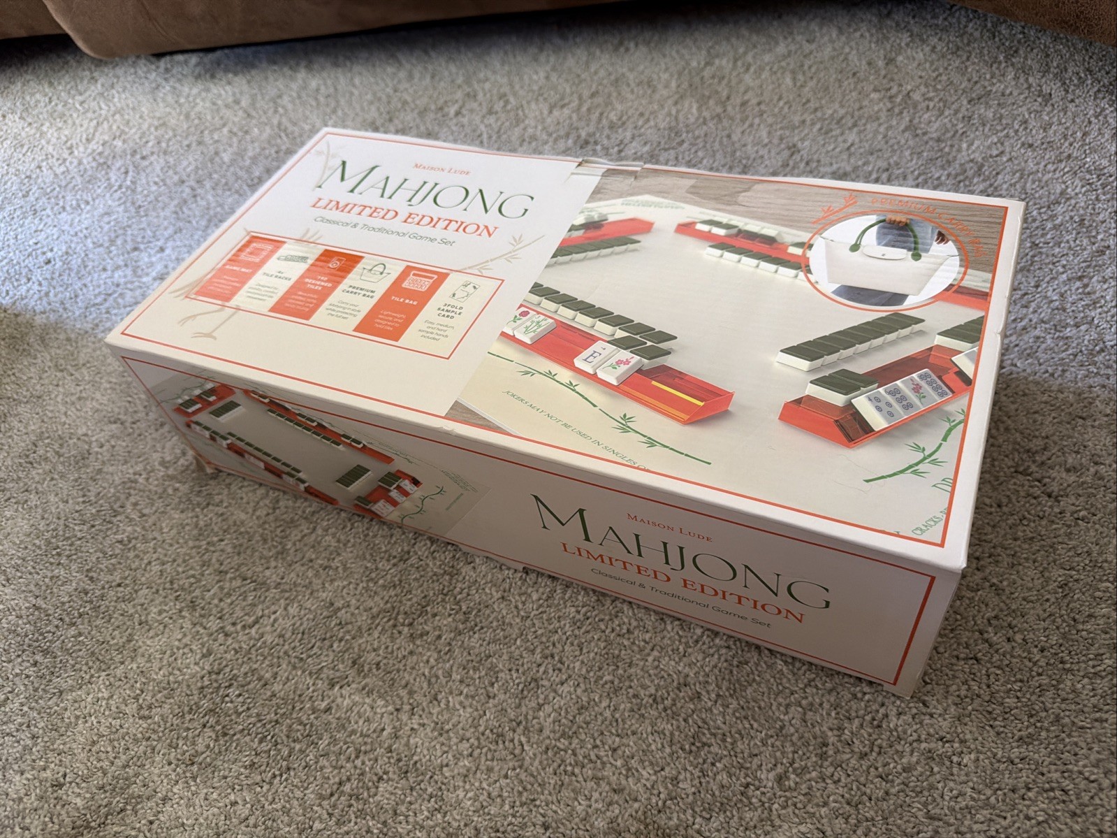 Maison Lude Mahjong Limited Edition 160 Tile Set Premium Mat, Leather Bag SEALED