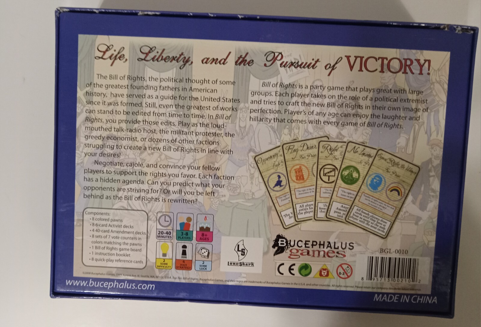Bill of Rights Board Game (2008) 100% Complete Unused Bucephalus Games