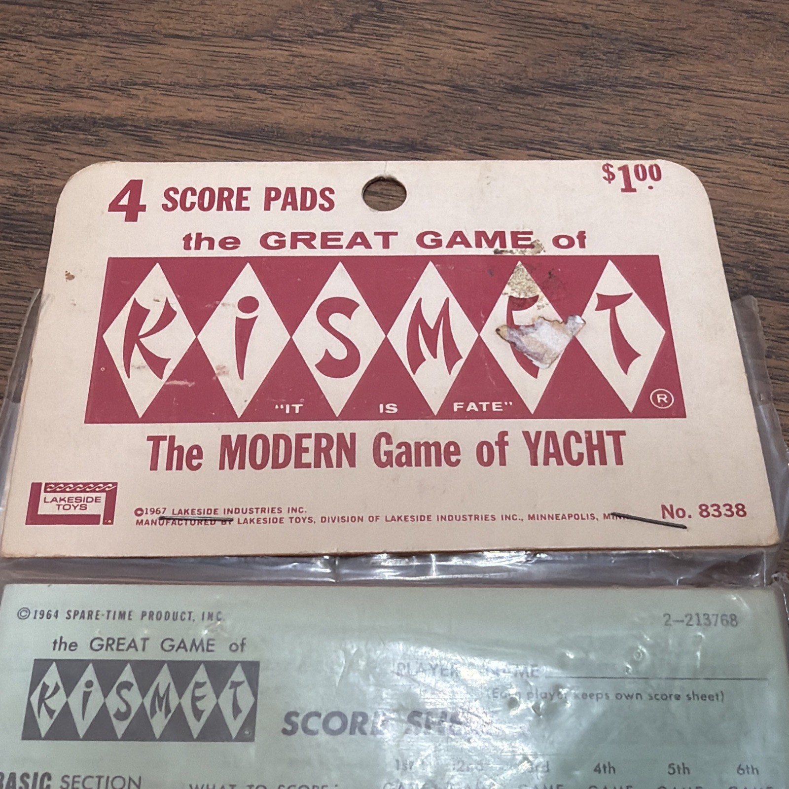 Kismet Dice Game Of Yacht Vtg 60s – Replacement Score Sheet Pads – Pack of 4 NOS
