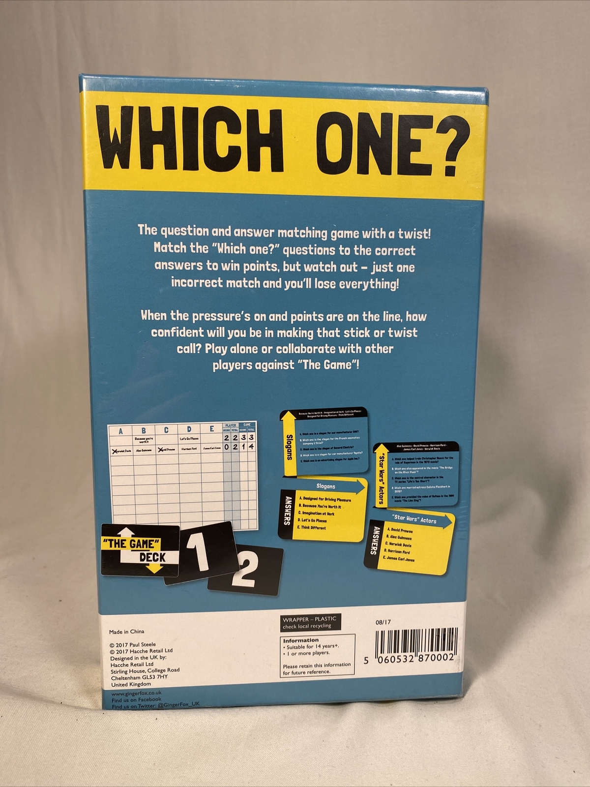 WHICH ONE? Q&A Matching Game by Ginger Fox-Play Solo or With Others, New, Sealed