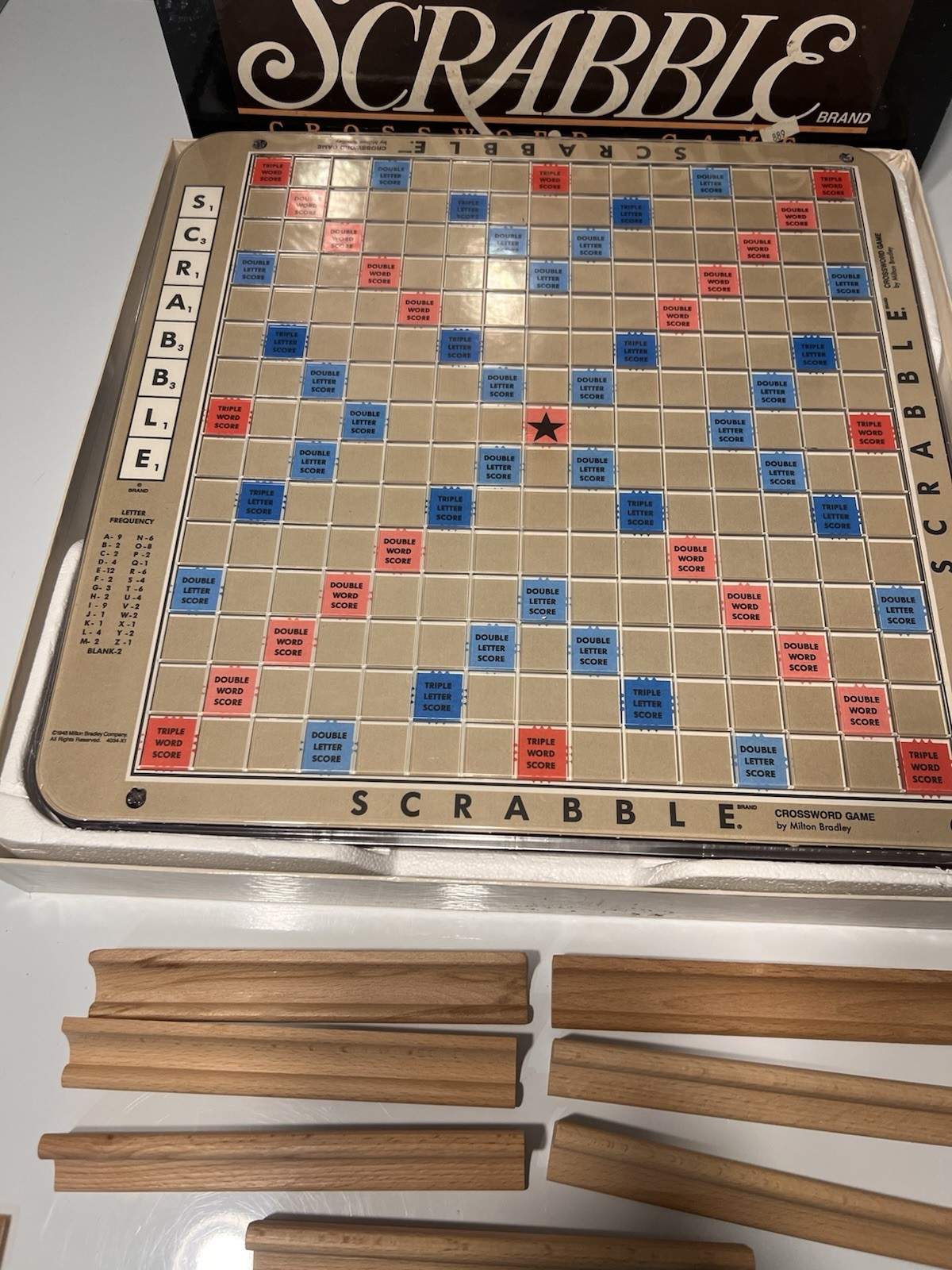 Scrabble Crossword Game Deluxe Edition Turntable 4034 1989 Milton Bradley Read