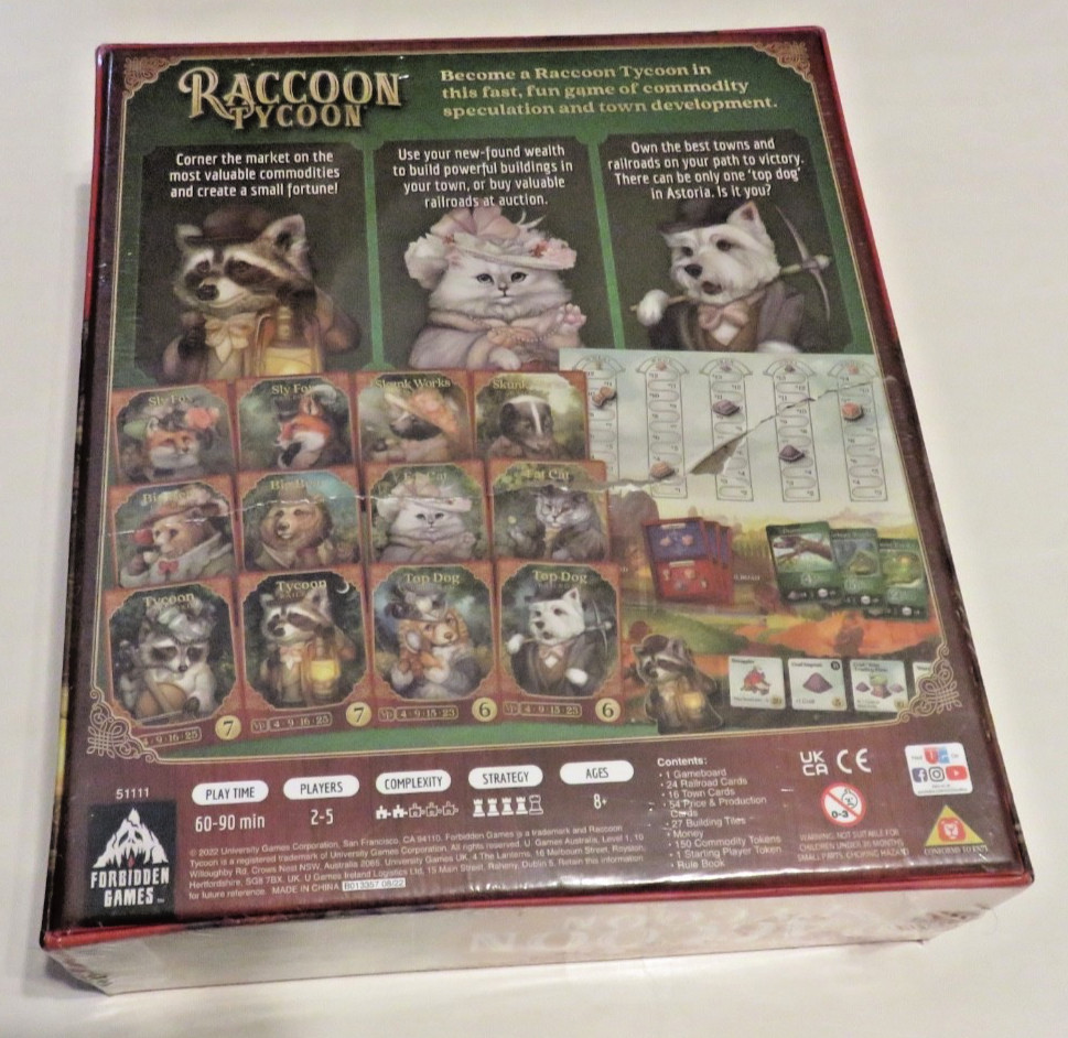 Raccoon Tycoon Standard Edition Forbidden Games Board Game 2019 NEW & SEALED!!