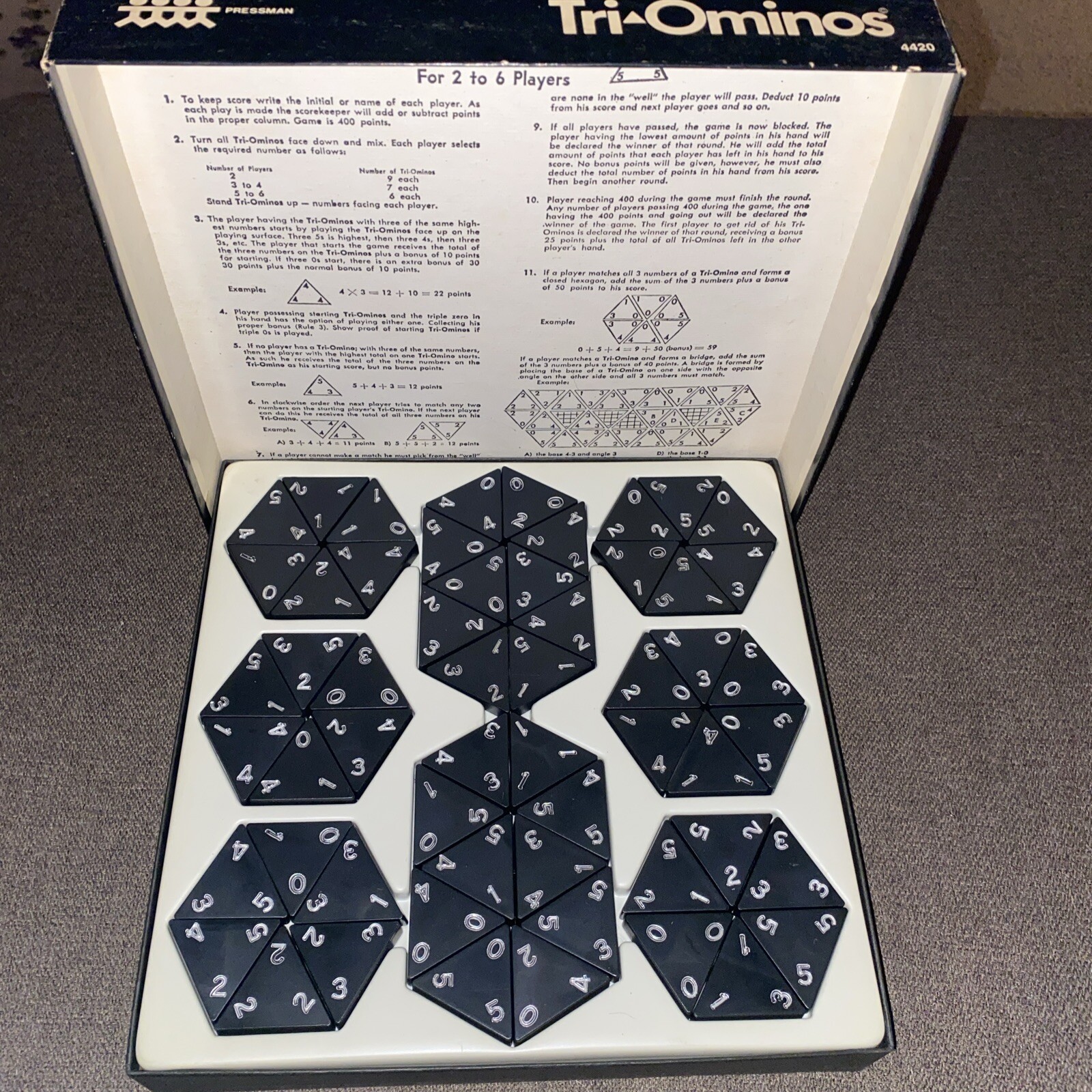 Vintage 1968 Pressman Tri-ominos The Triangle Domino Game # 4420 By Pressman Co.